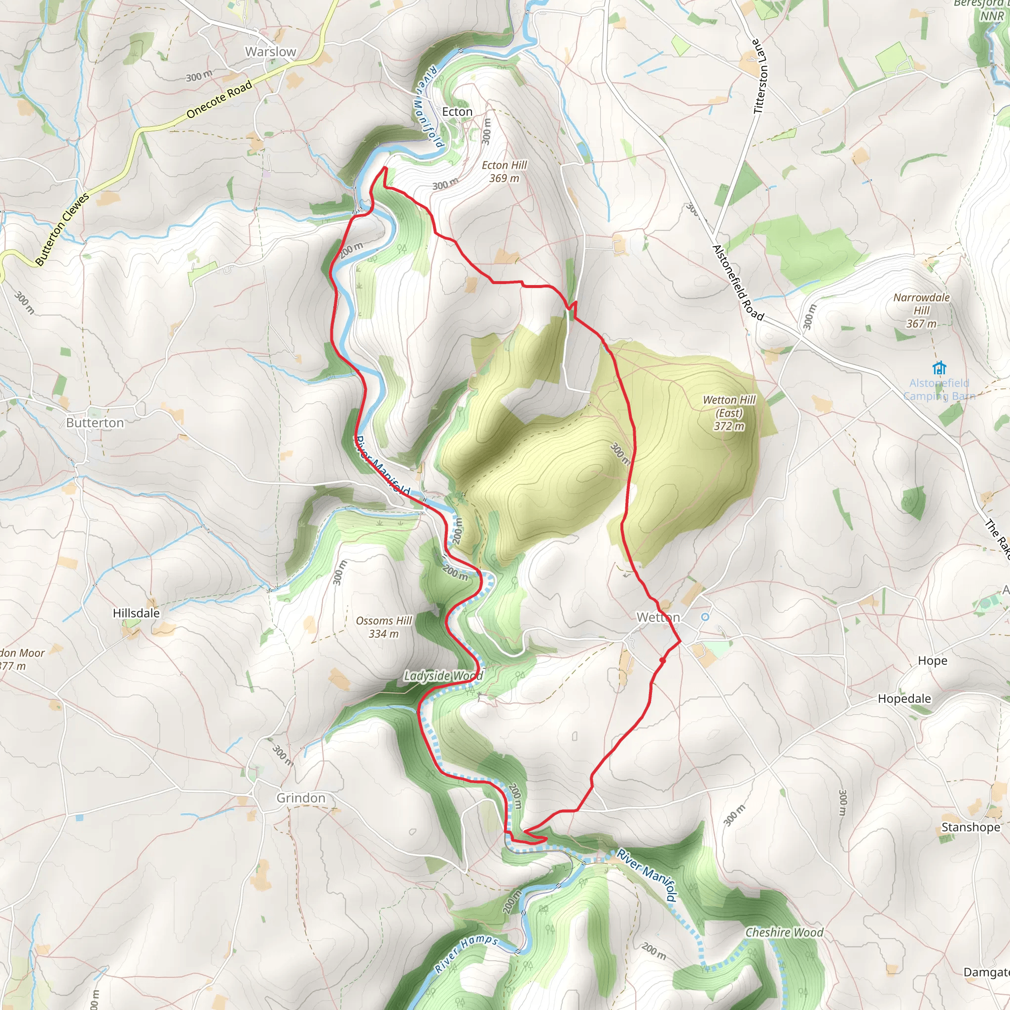 Wetton Park and Ecton Bridge mobile static map