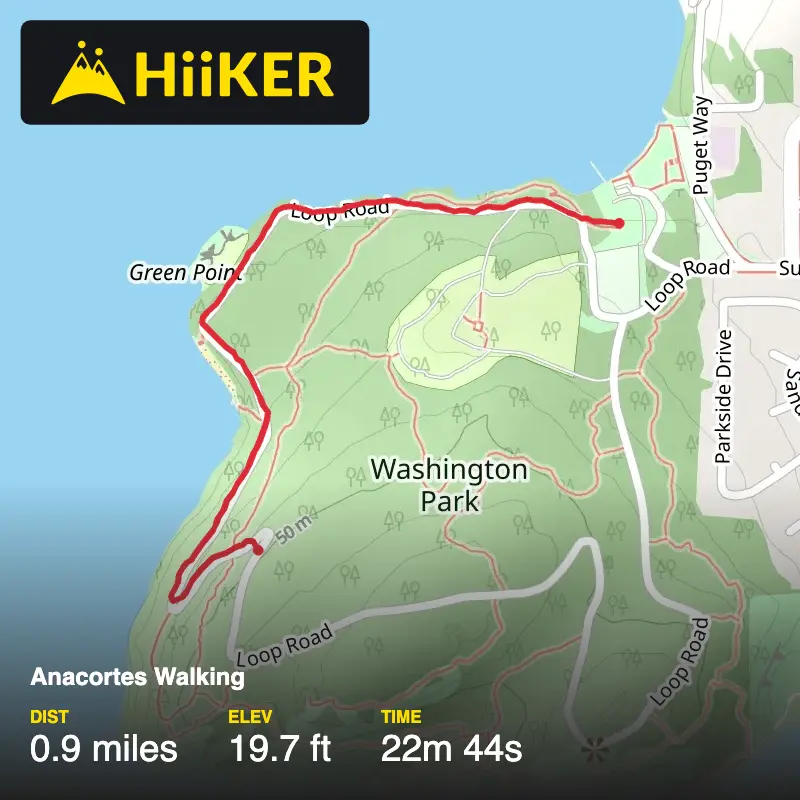A map preview of the recording Anacortes Walking.