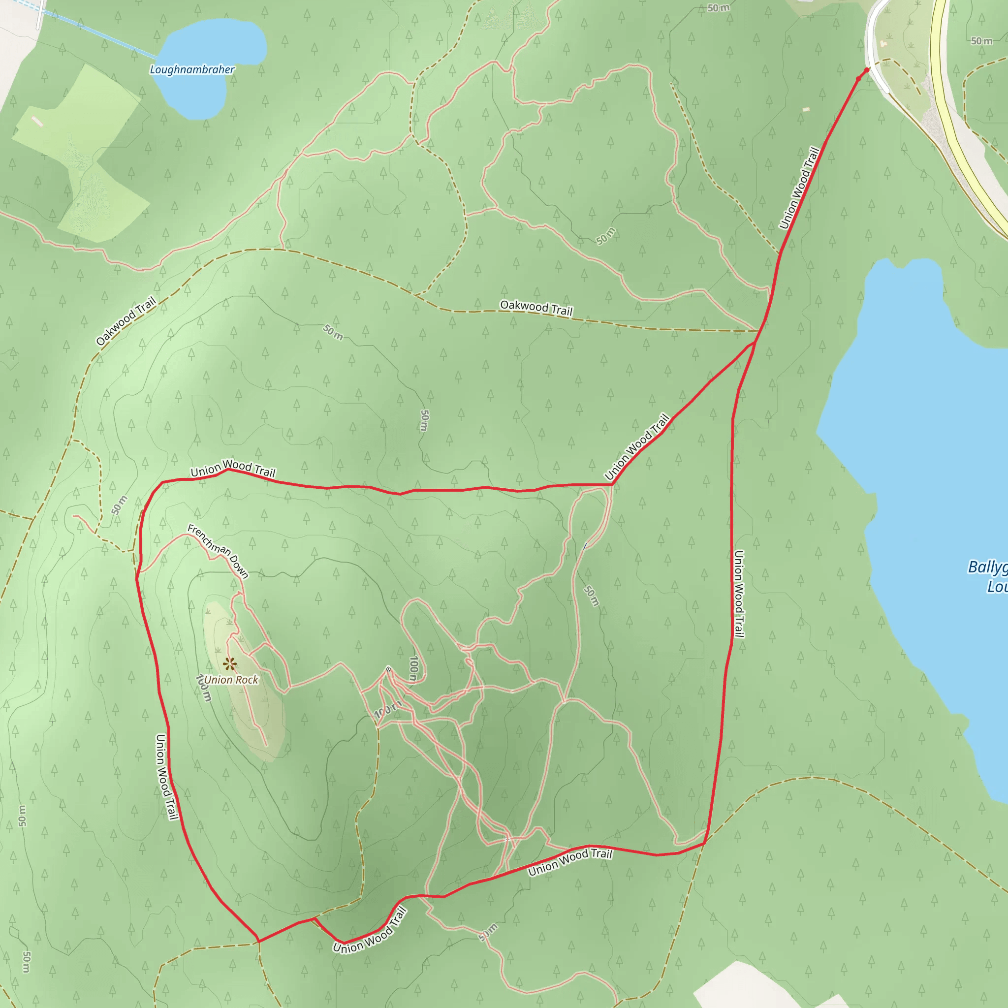 Union Wood - Union Rock Trail mobile static map