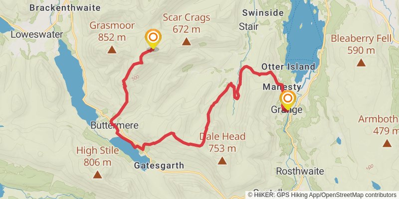 Derwent Water and Lakeland Hill Loop Walk stage 2 Map