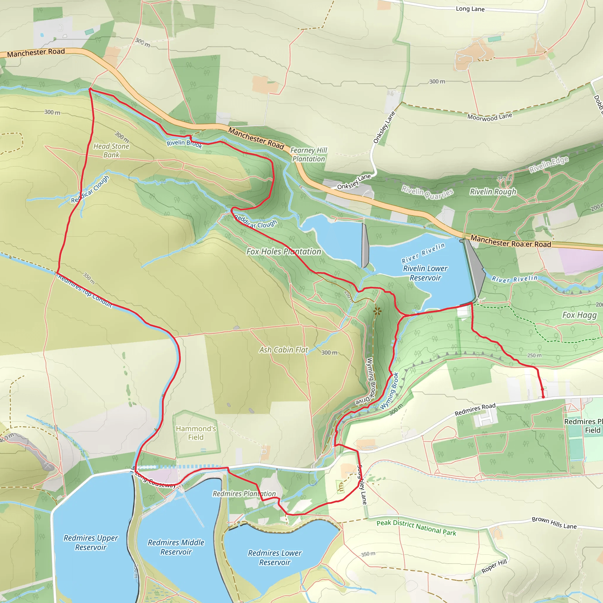 Fox Holes Plantation and Redmires Plantation Loop mobile static map