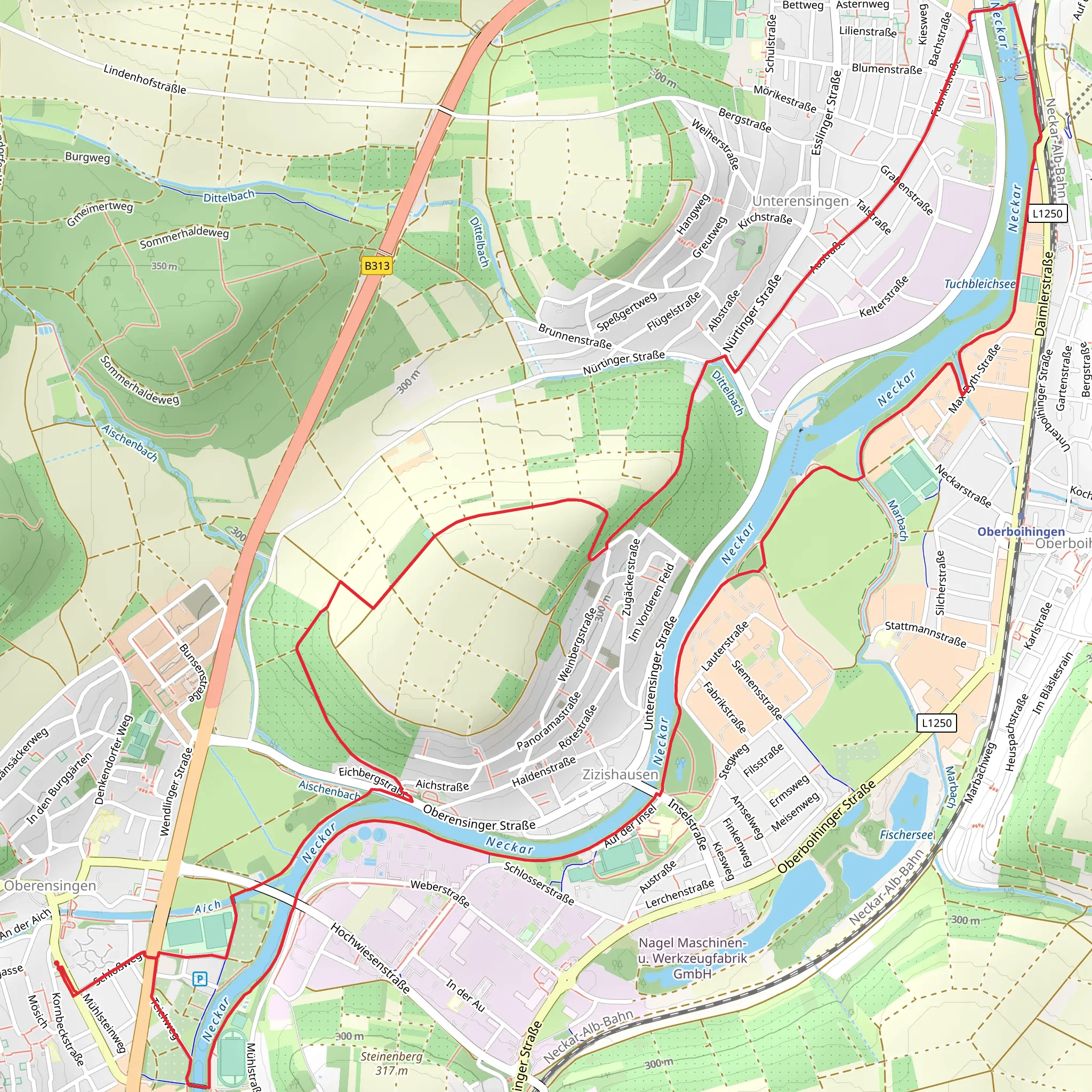 Neckar via Oberboihinger Rundweg mobile static map