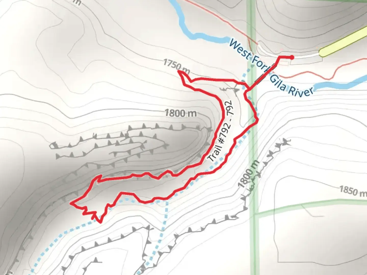 An image depicting the trail West Fork Gila River - Trail - 792 and its surrounding area.