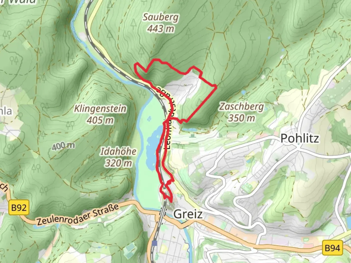 An image depicting the trail Sophienkreuz and Blick vom Pulverturm via Teichgasse Loop and its surrounding area.