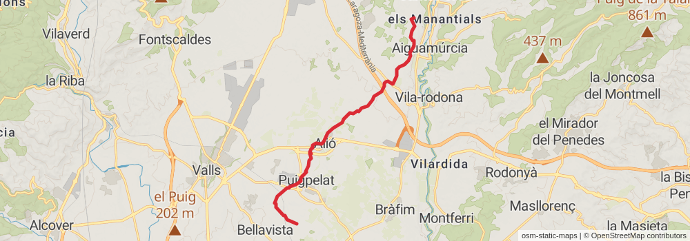 GR 172 De Bellprat to la Mussara stage 4 Map