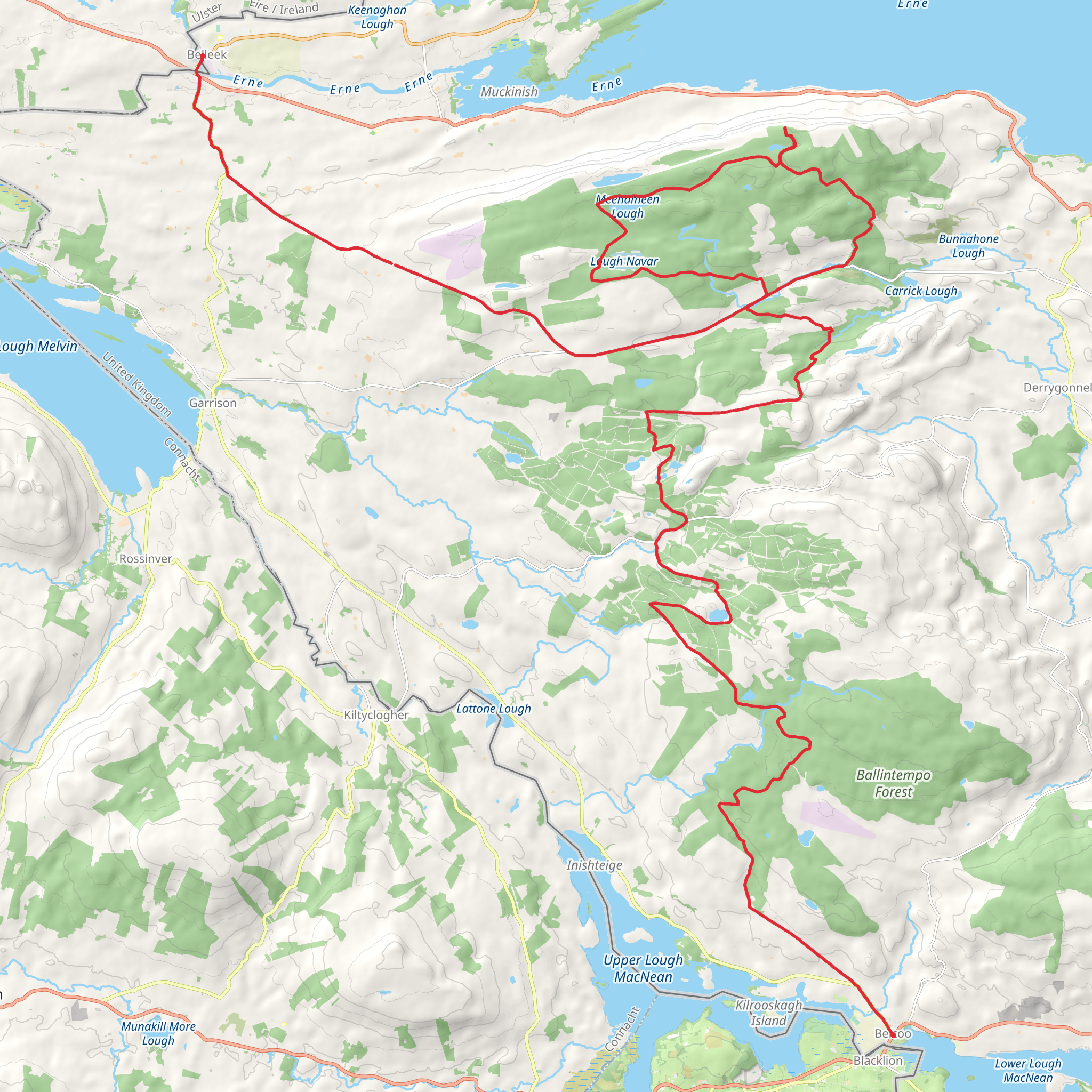 Belcoo to Belleek Including Lougah Navar Forest mobile static map