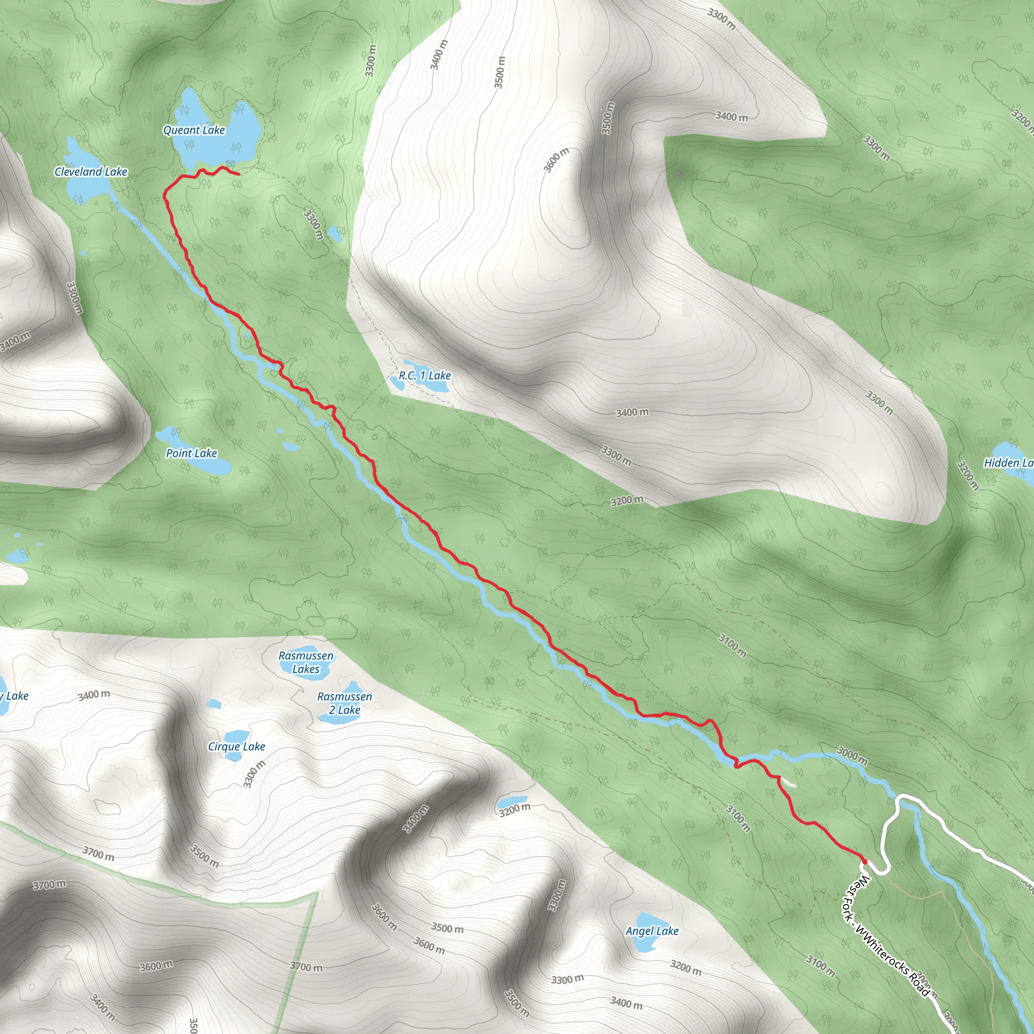 Queant Lake via West Fork Whiterocks Trail mobile static map