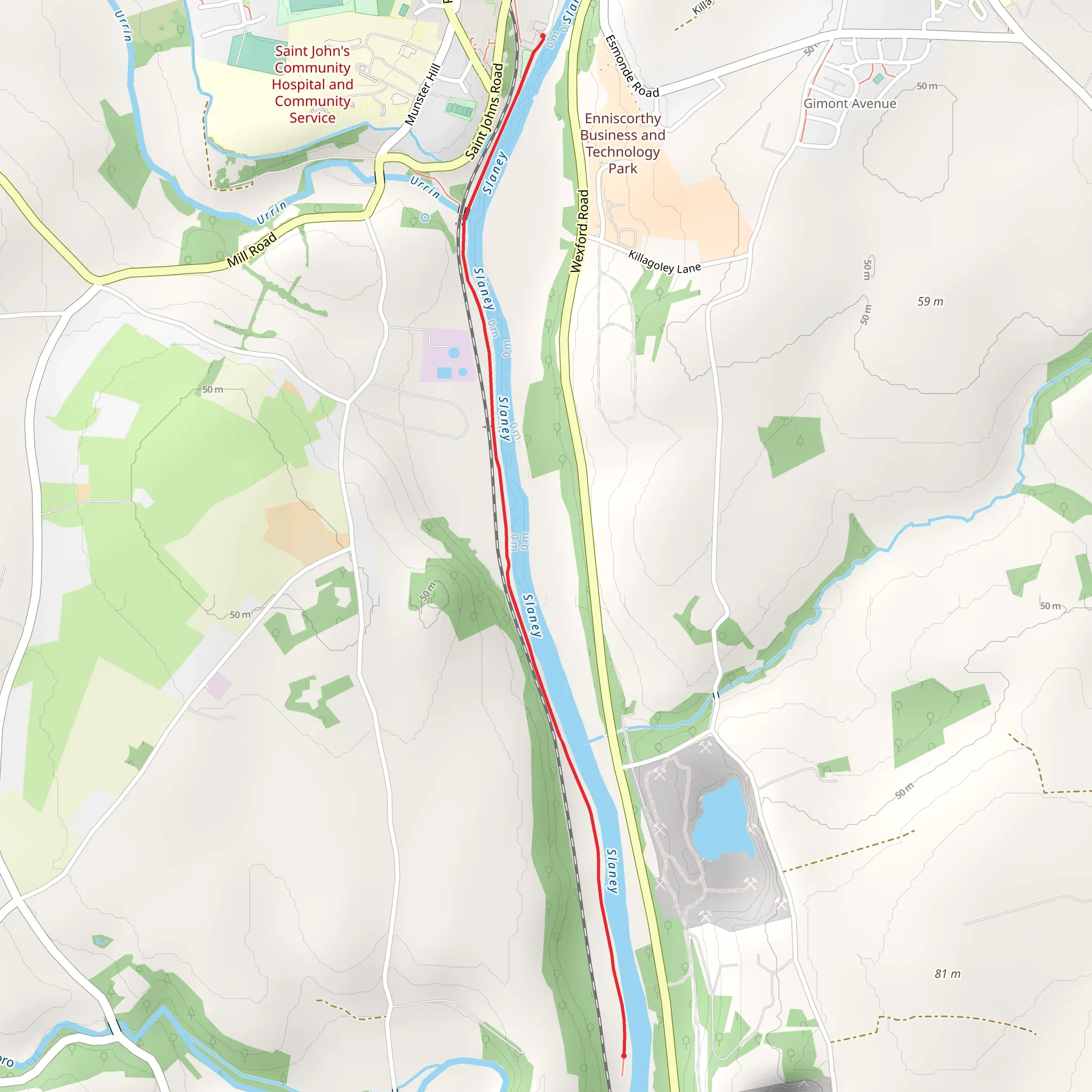 Riverside Trail Enniscorthy mobile static map