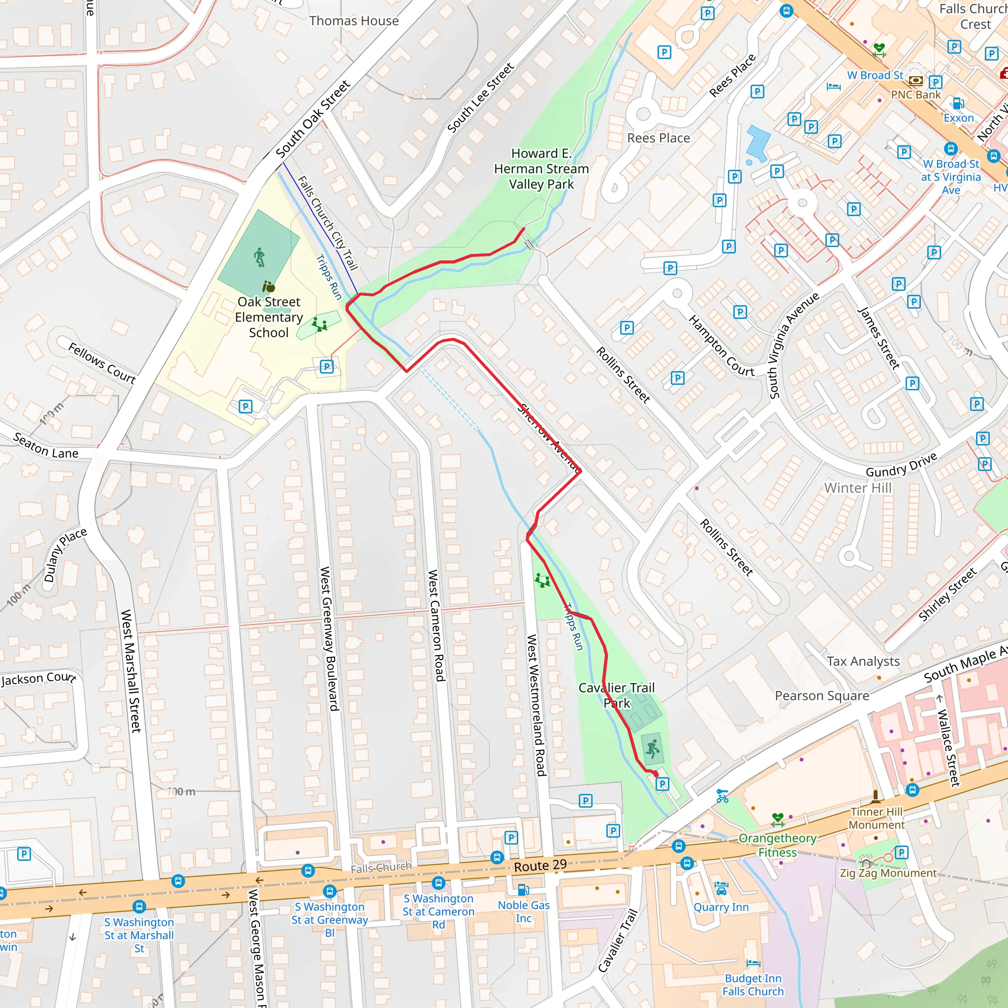 Cavalier Trail Park and Howard E Herman Stream Valley Park mobile static map