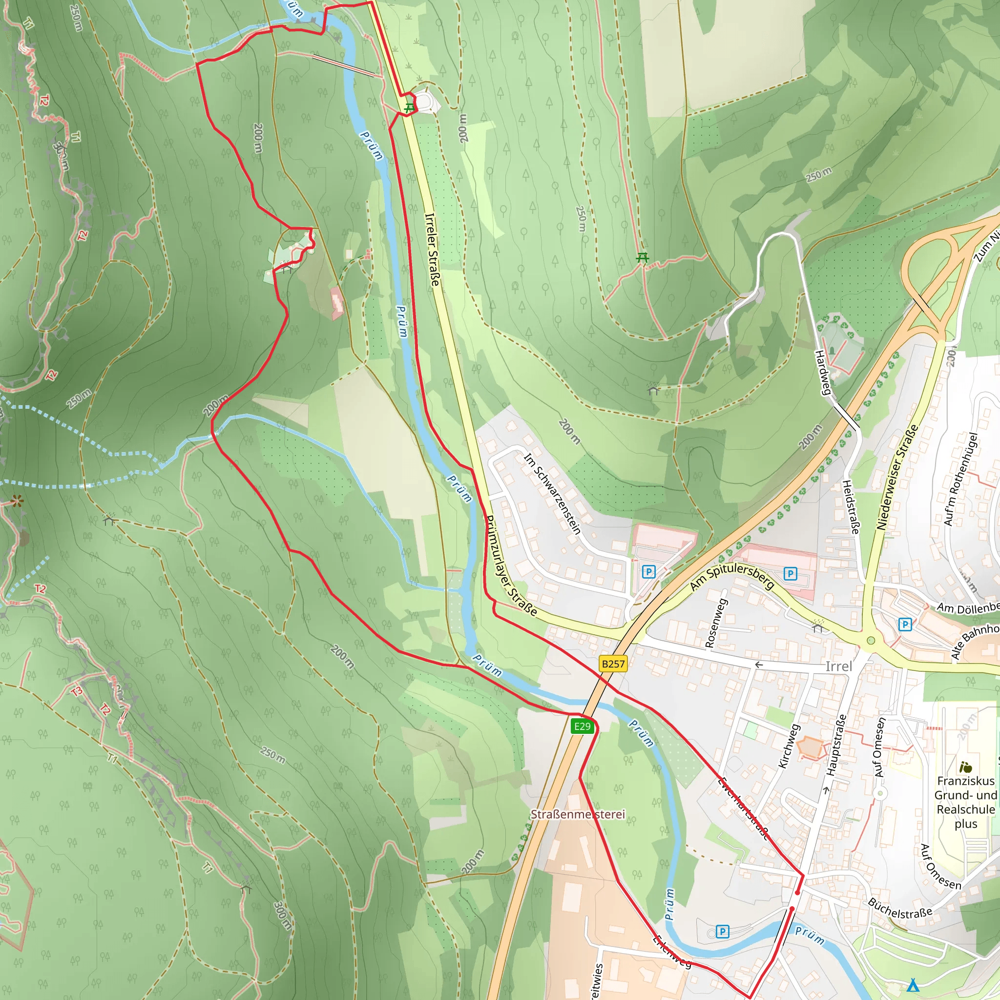 Irreler Wasserfälle and River Prum Loop via Erlenweg mobile static map