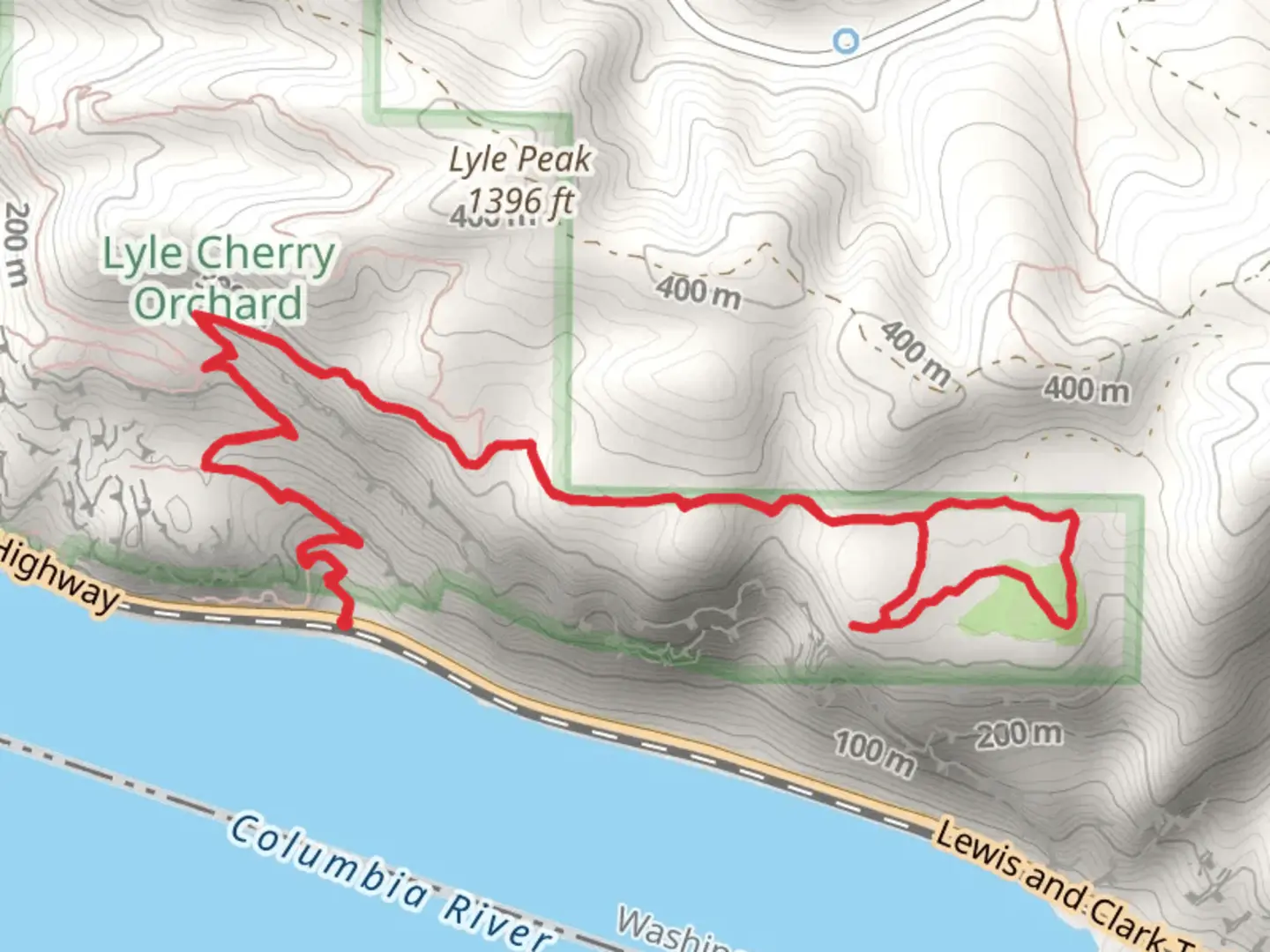 An image depicting the trail Lyle Cherry Orchard Trail and its surrounding area.