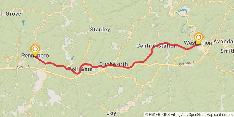American Discovery Trail - West Virginia stage 20 Map