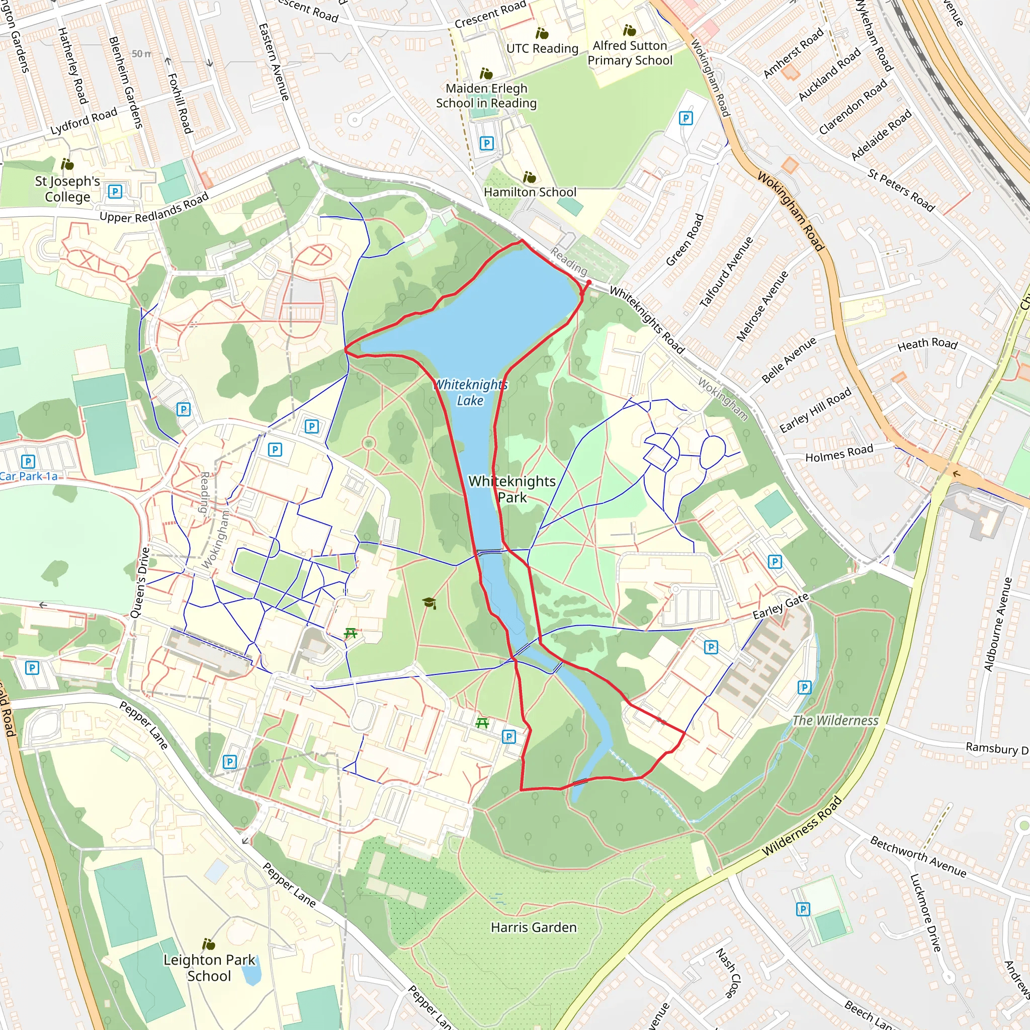 Whiteknights Lake Loop mobile static map