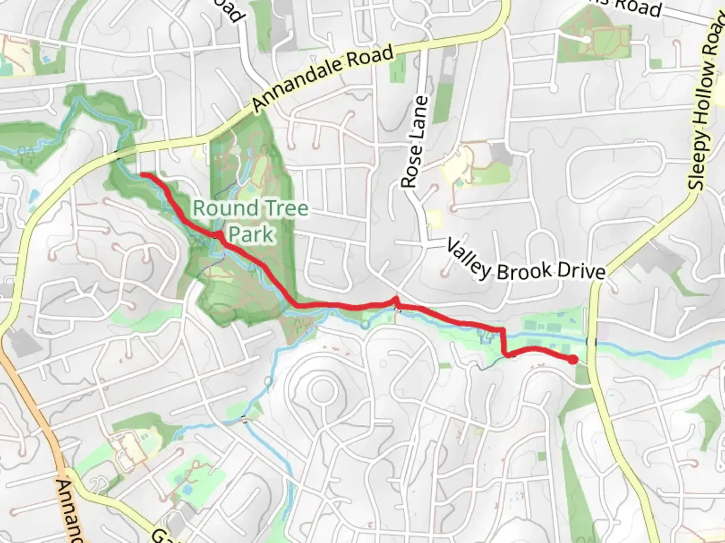 An image depicting the trail Holmes Run Trail - Short and its surrounding area.