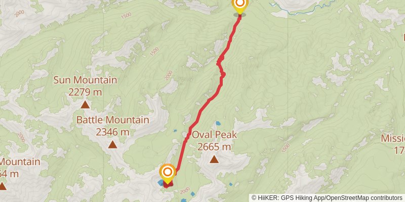 West Oval Lake via Oval Creek Trail stage 2 Map