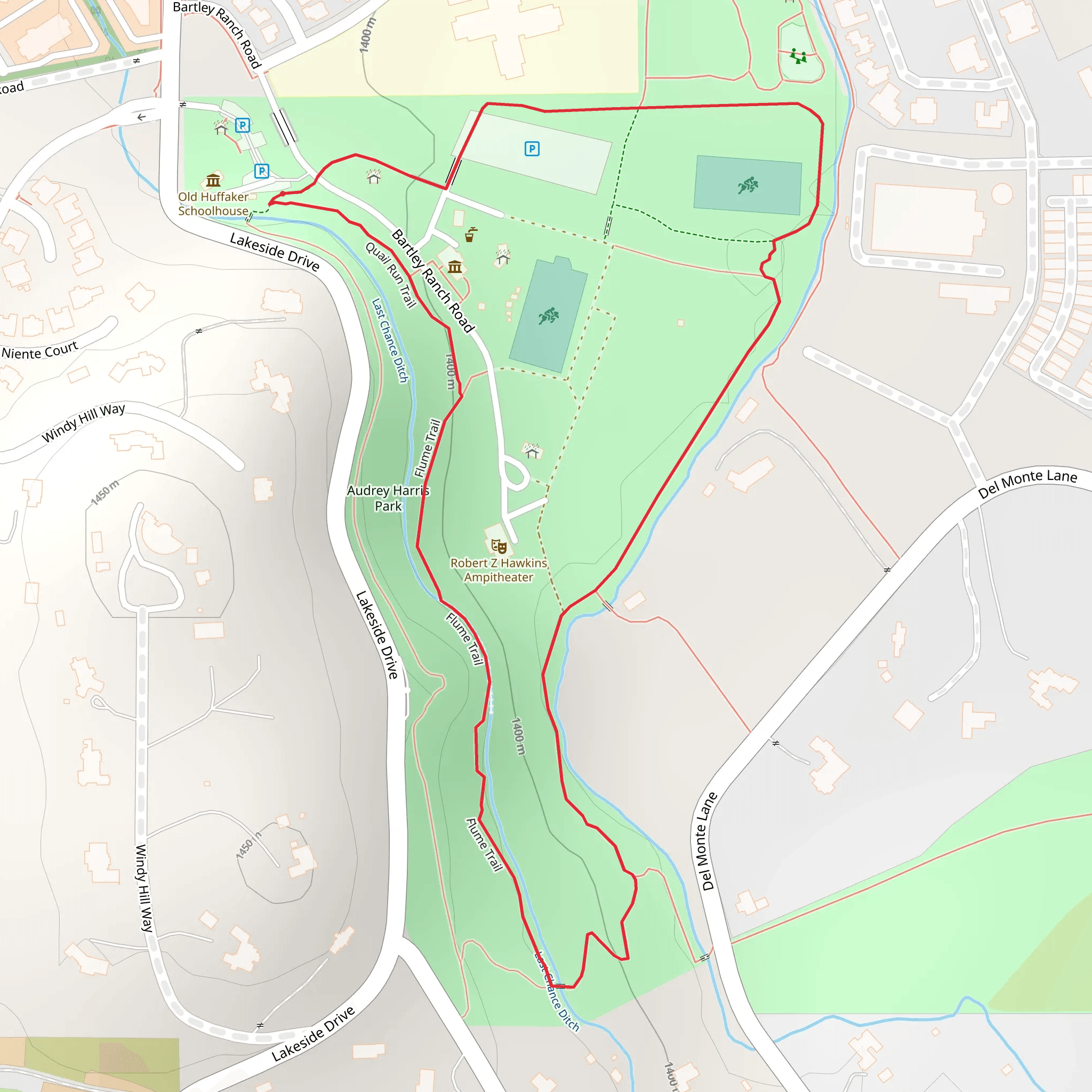 Quail Run and Flume Loop Trail mobile static map