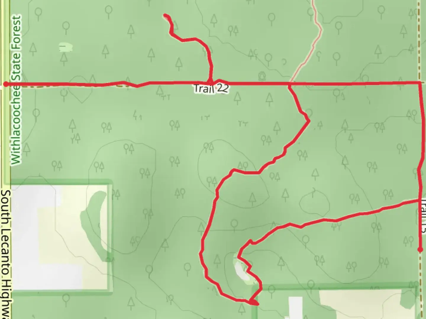 An image depicting the trail Lizzie Hart Sink Loop via Withlacoochee State Forest Trail and its surrounding area.