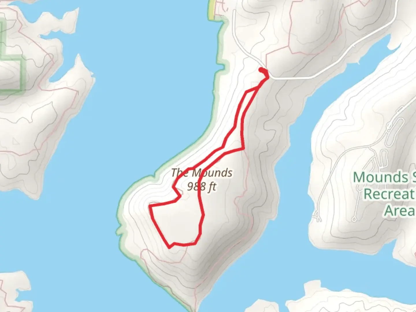 An image depicting the trail The Mounds Loop via Glidwell Trail and its surrounding area.