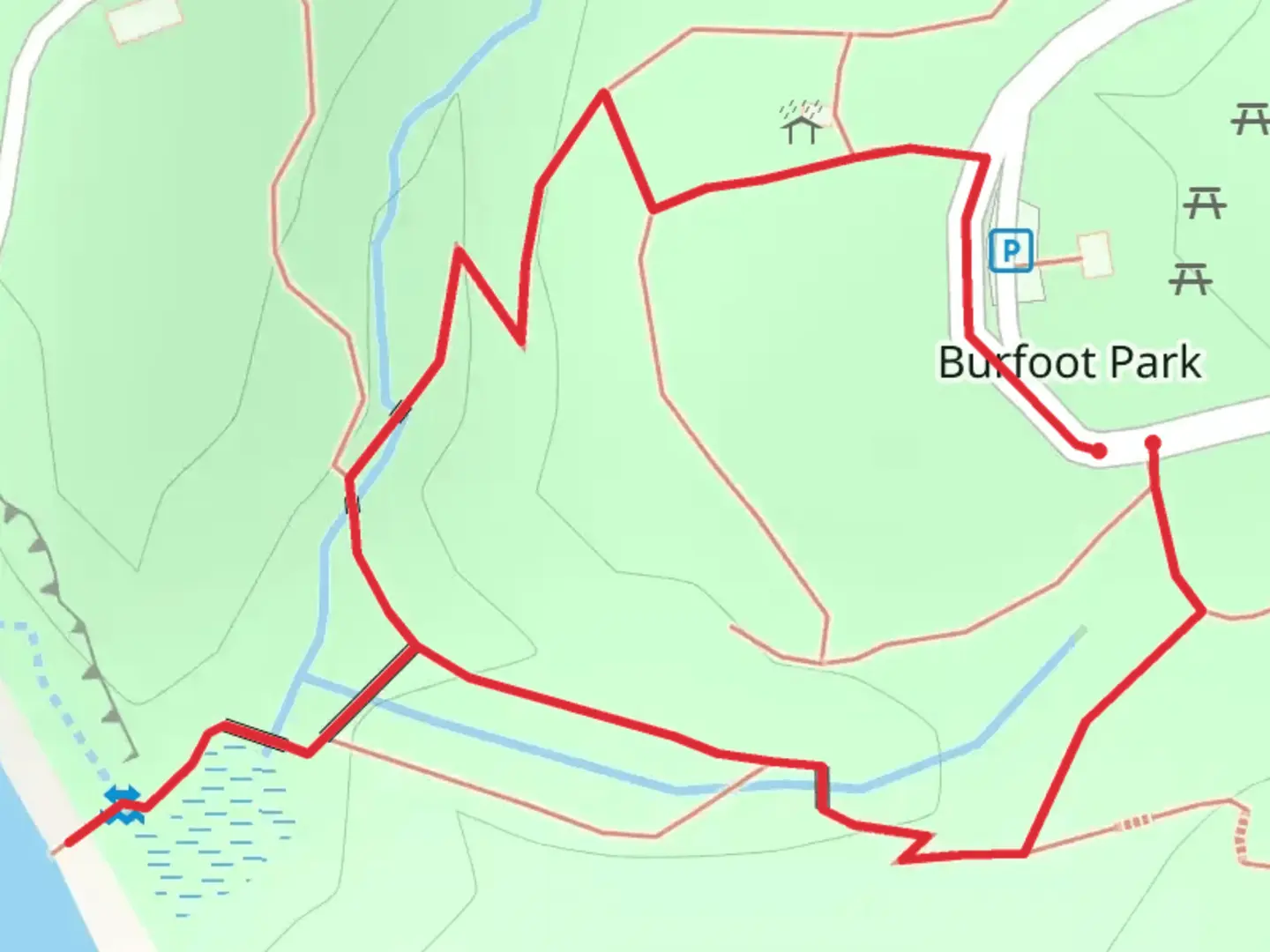 An image depicting the trail Burfoot Park Loop and its surrounding area.
