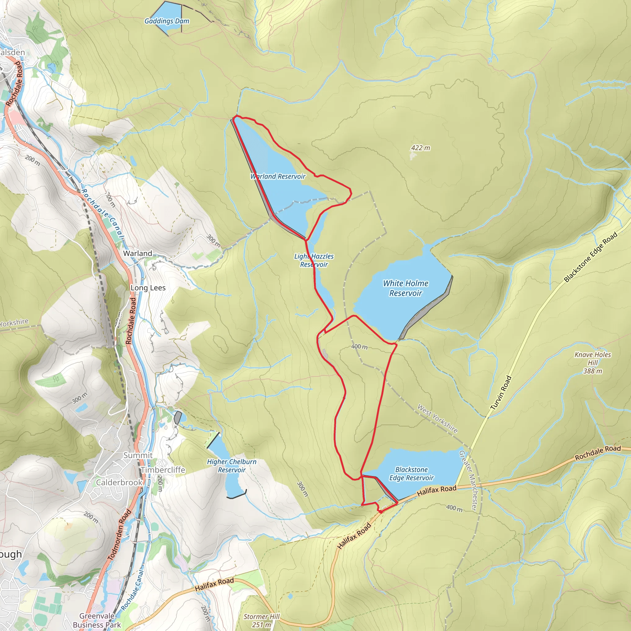 Warland and Blackstone Edge Reservoir Loop mobile static map