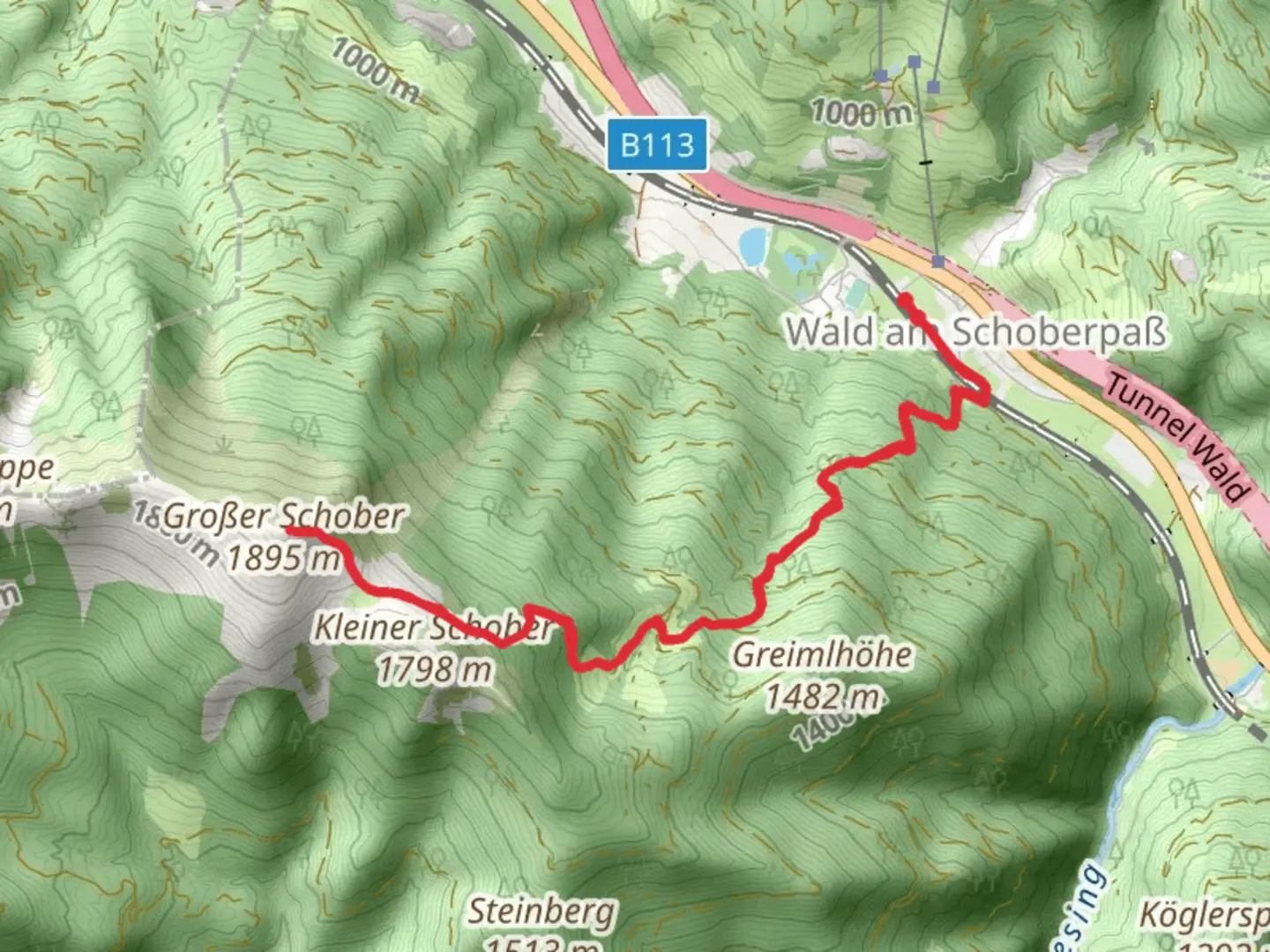 An image depicting the trail Großer Schober and its surrounding area.