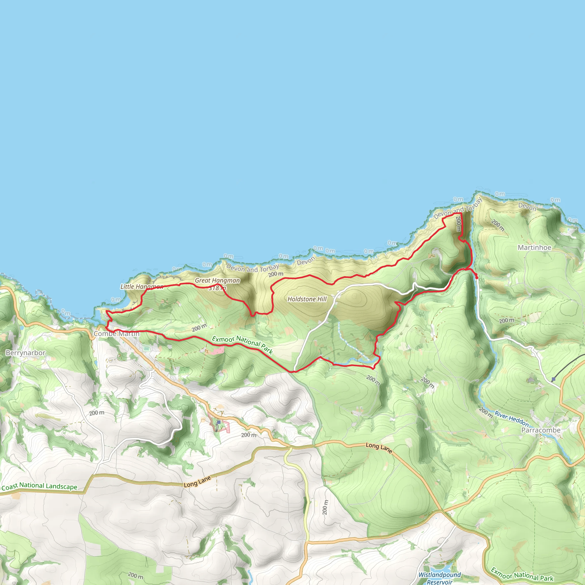 Trentishoe to Combe Martin Loop mobile static map
