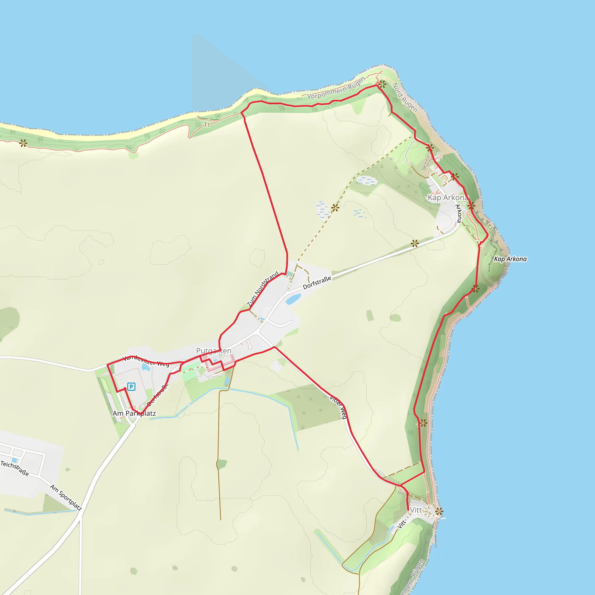 Klusser Berge, Veilchentreppe and Uferabstieg Loop - Putgarten mobile static map