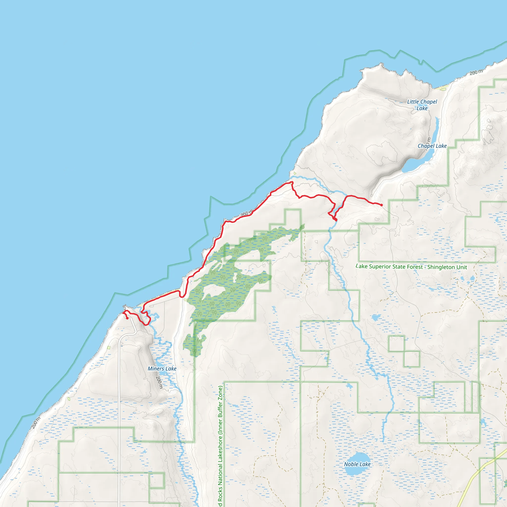 North Country and Chapel Creek Trail - Miners Lake mobile static map