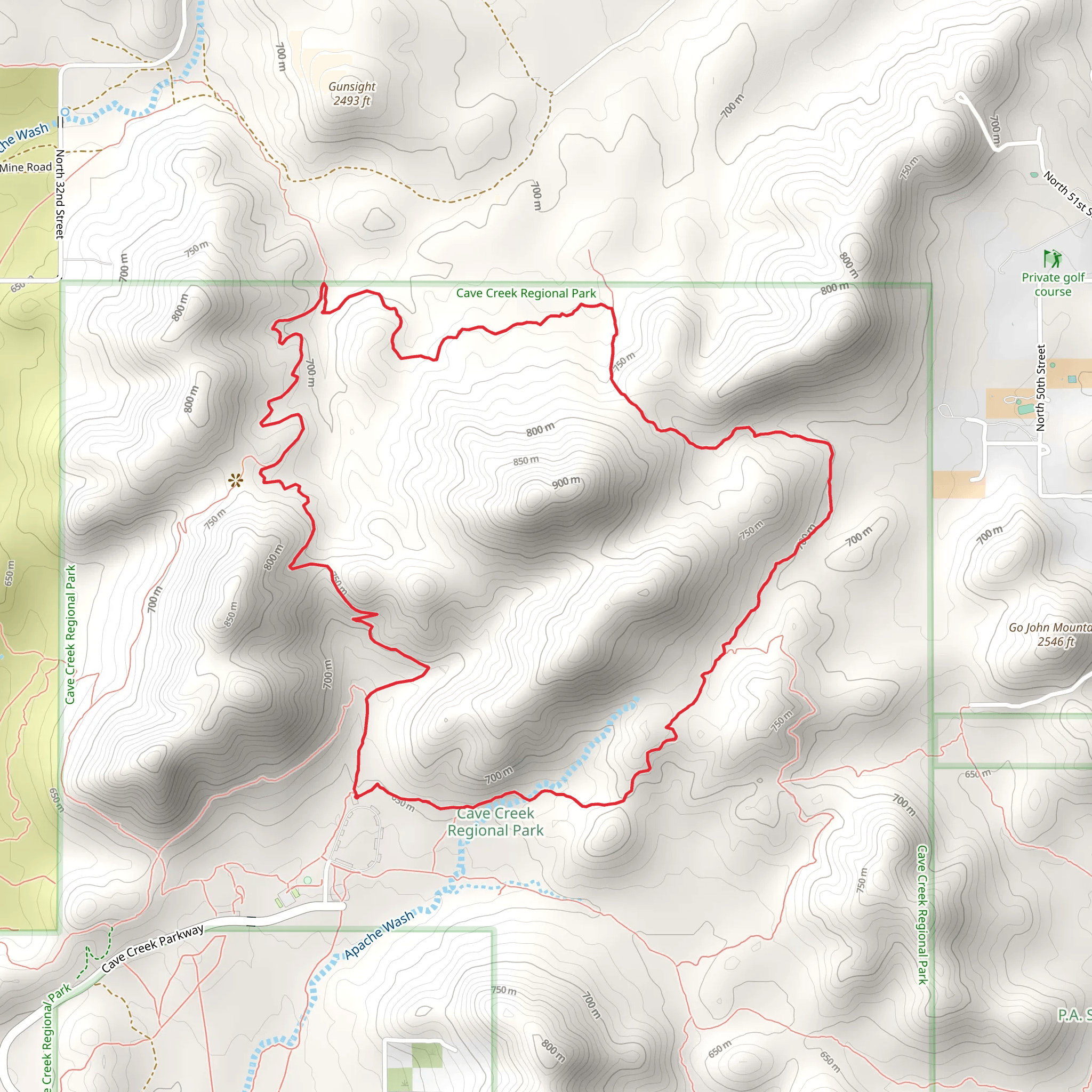 Cave Creek Regional Park Loop mobile static map