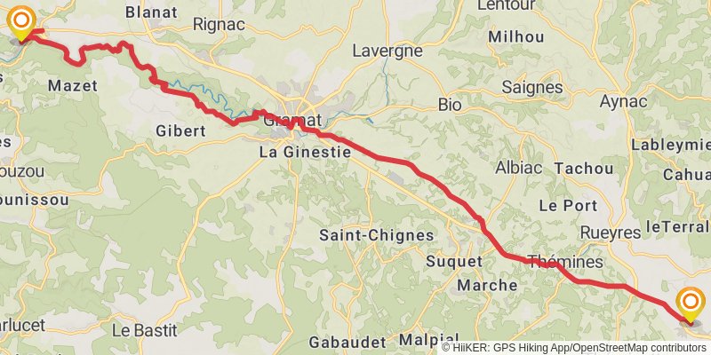 GR 65 Rocamadour Variant stage 12 Map