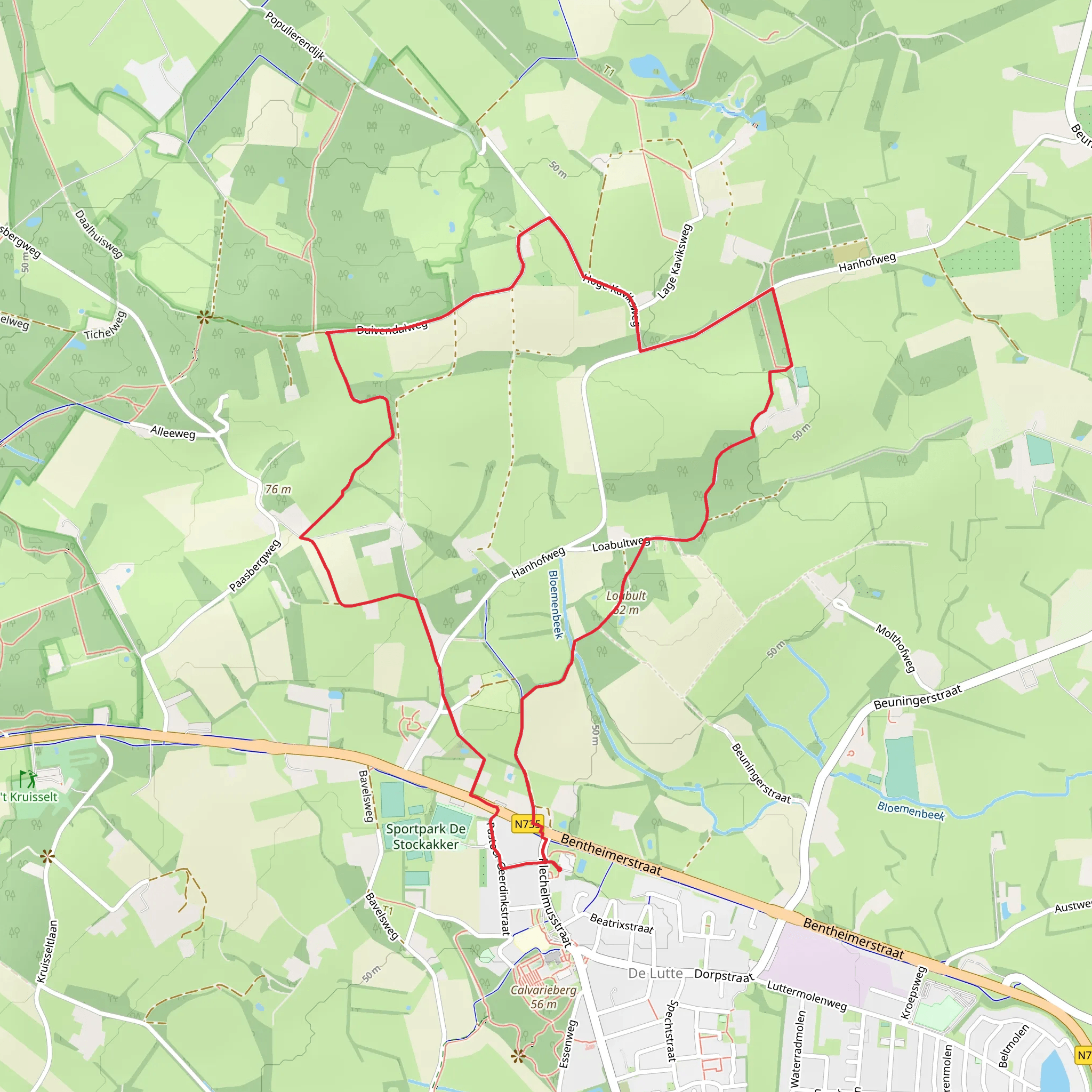 Peulkespad and Beankepad Loop mobile static map