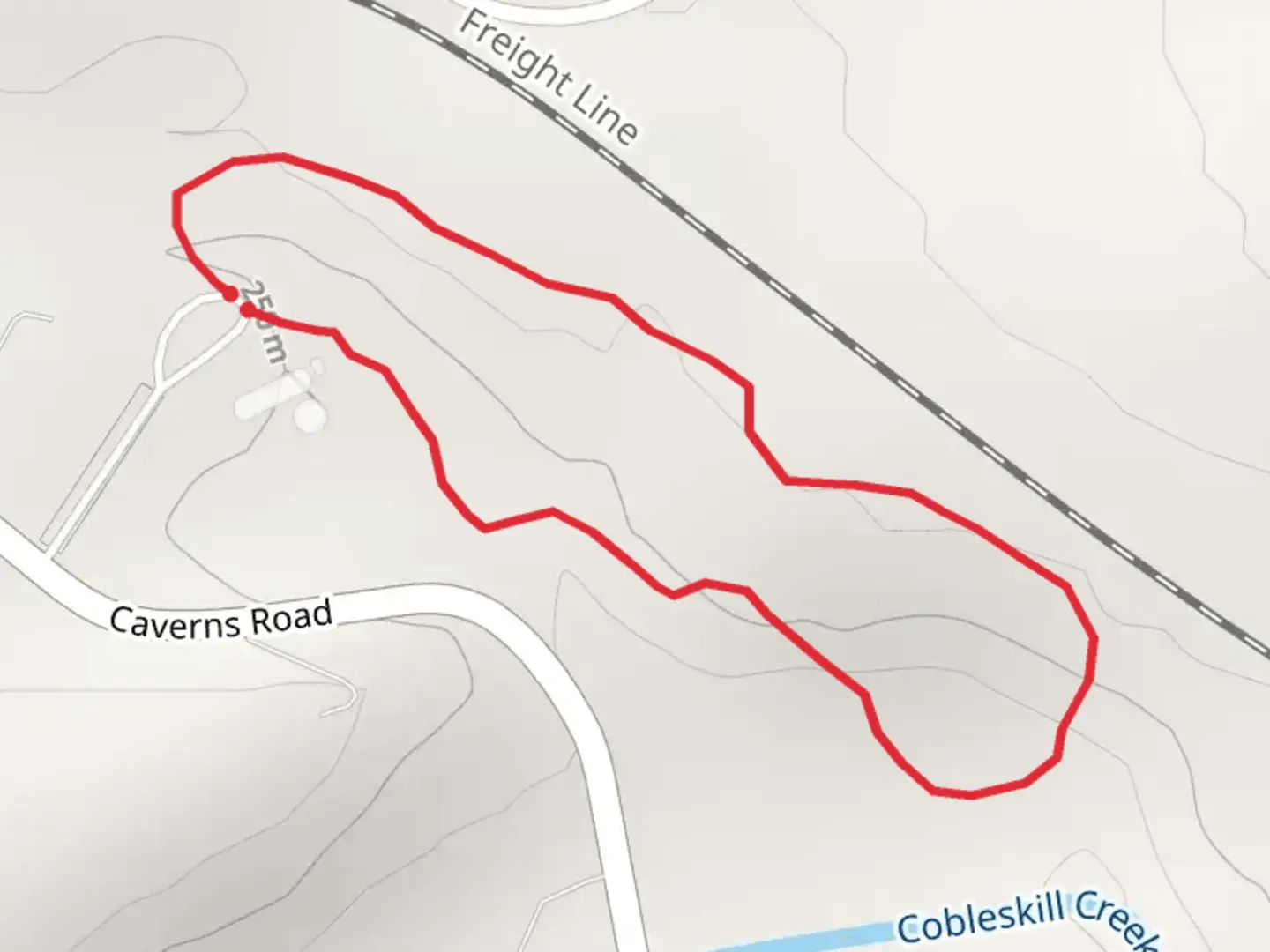 An image depicting the trail Caverns Road Loop Trail and its surrounding area.