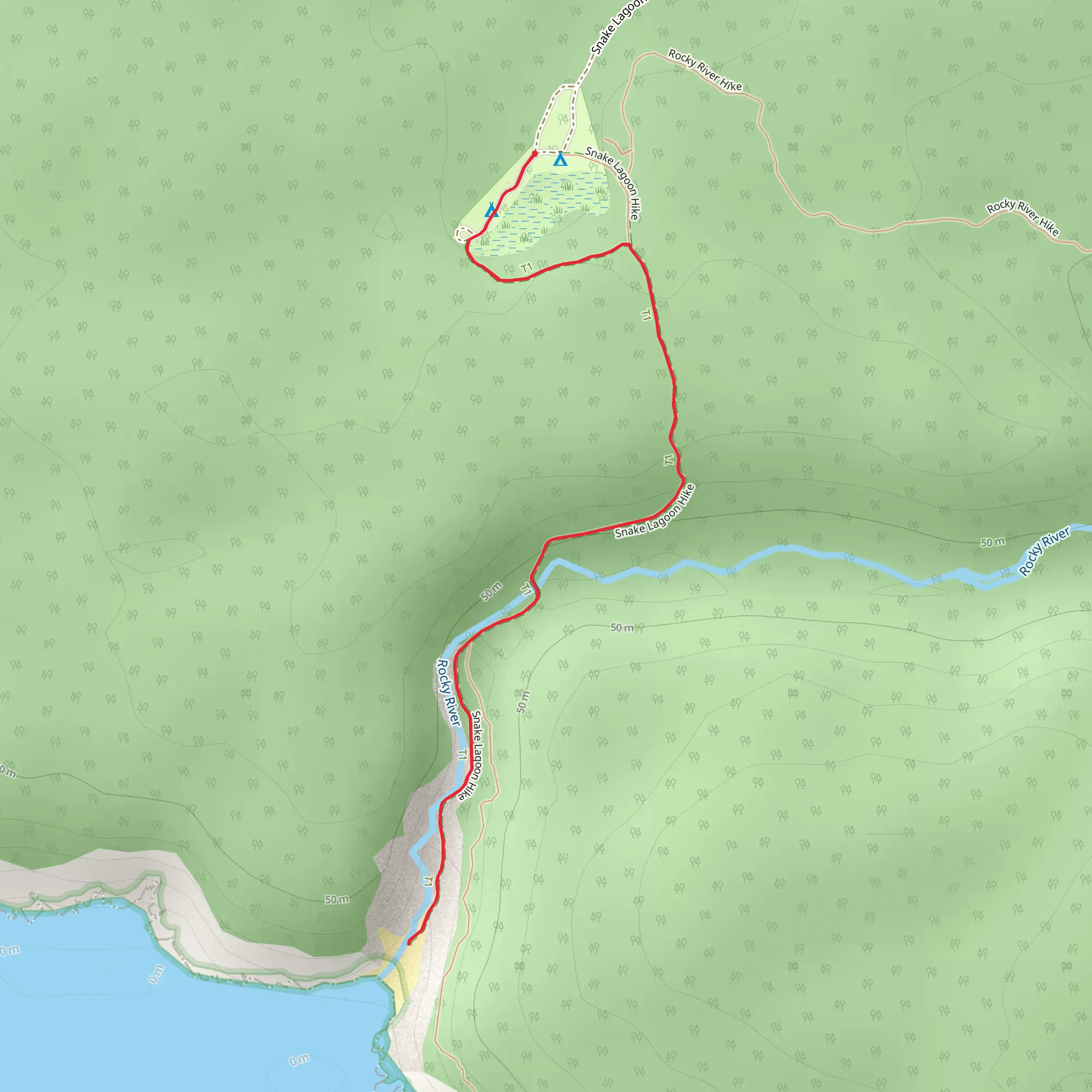 Snake Lagoon Hike mobile static map