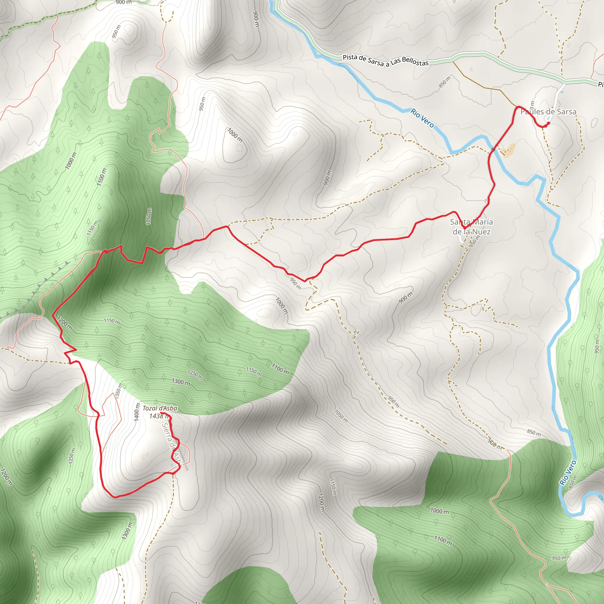 Paules de Sarsa - Tozal de Asba PR HU 60 mobile static map
