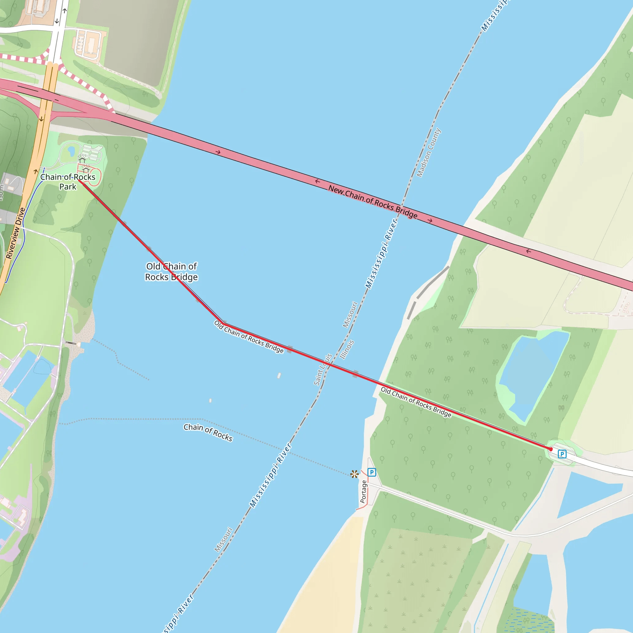 Old Chain of Rocks Bridge mobile static map