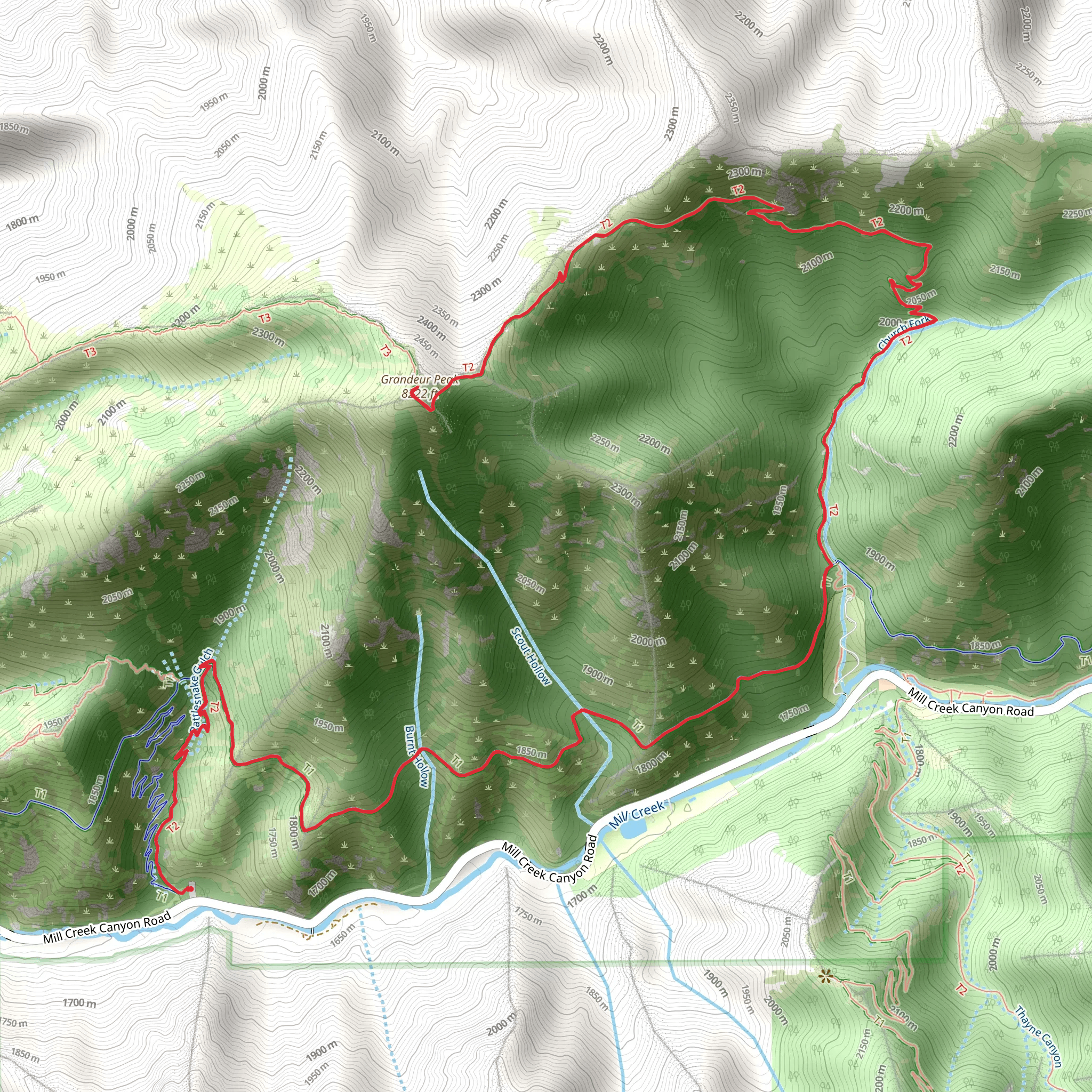 Pipeline Trail and Grandeur Peak Trail mobile static map
