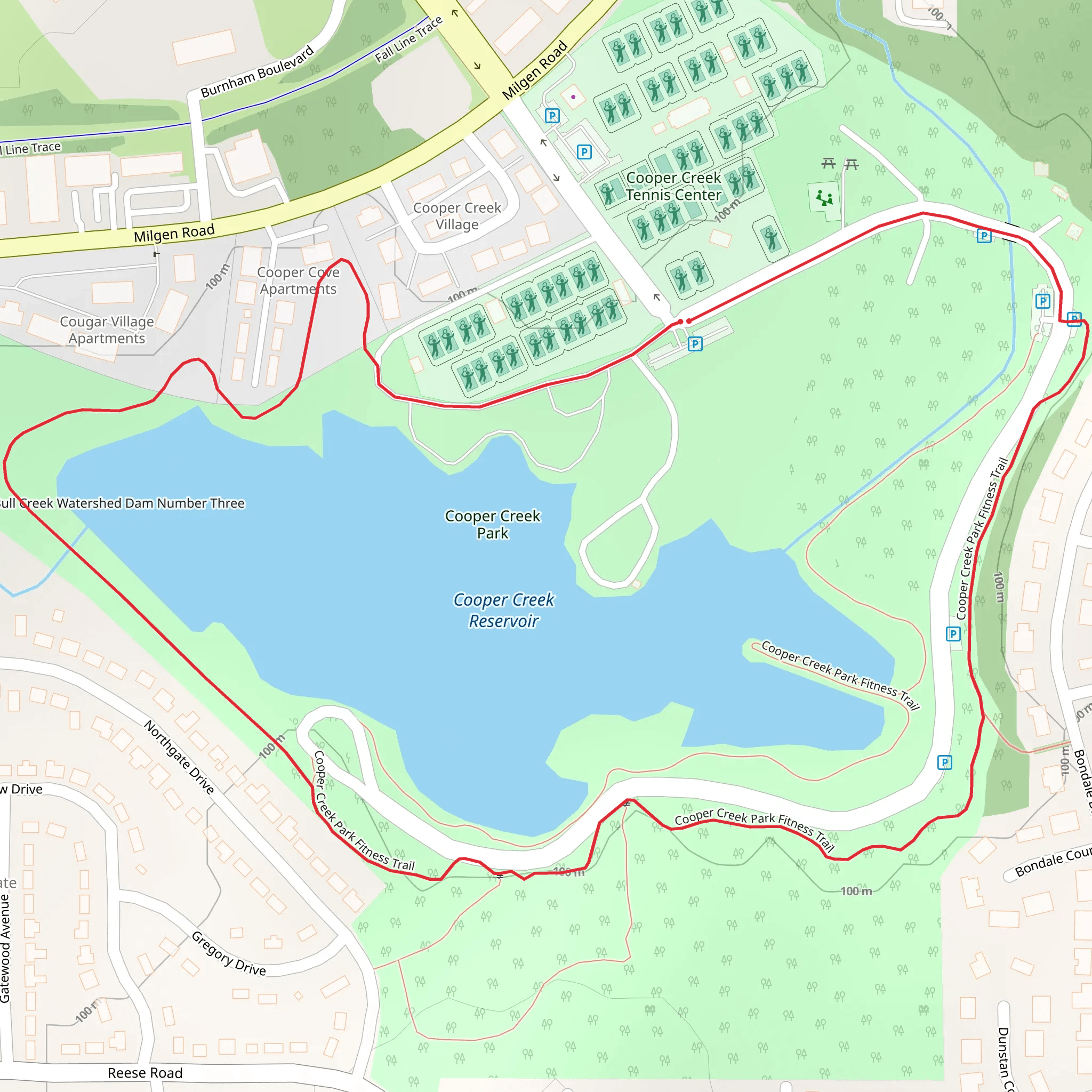 Cooper Creek Park Fitness Trail Loop mobile static map