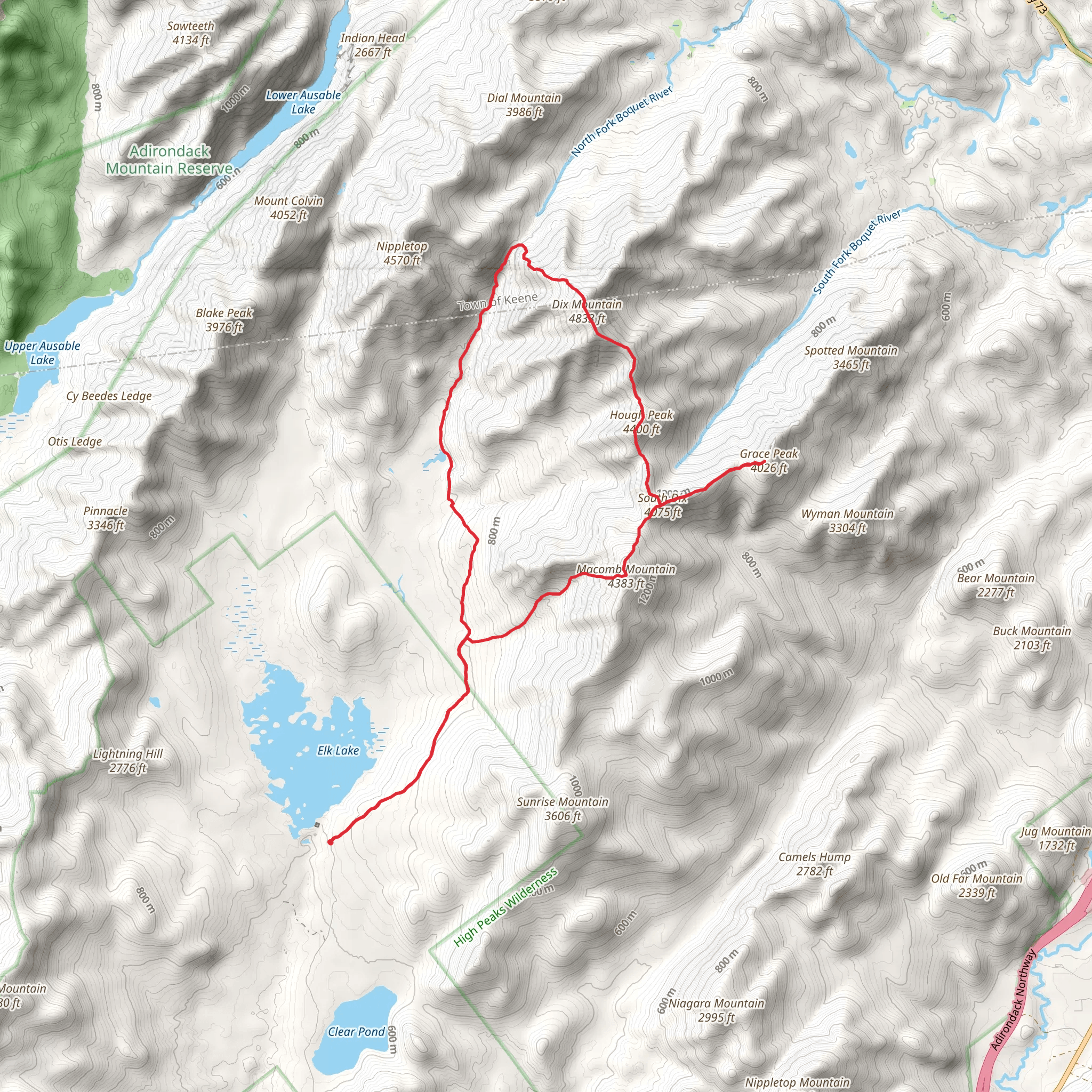 Beck-horn and Macomb Mountain Loop via Hunters Pass Trail mobile static map