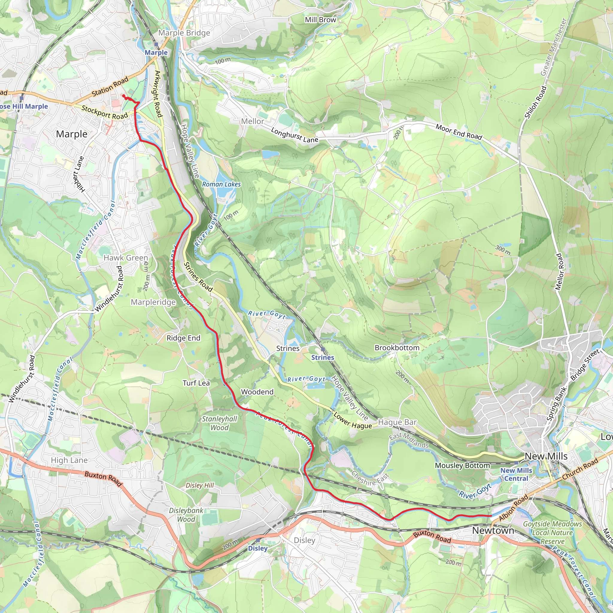 Peak Forest Canal Walk from Marple mobile static map