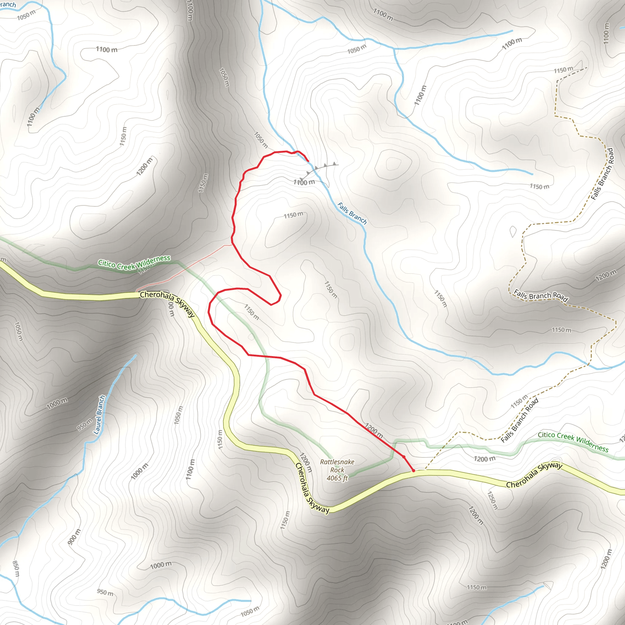 Falls Branch Falls from Cherohala Skyway mobile static map