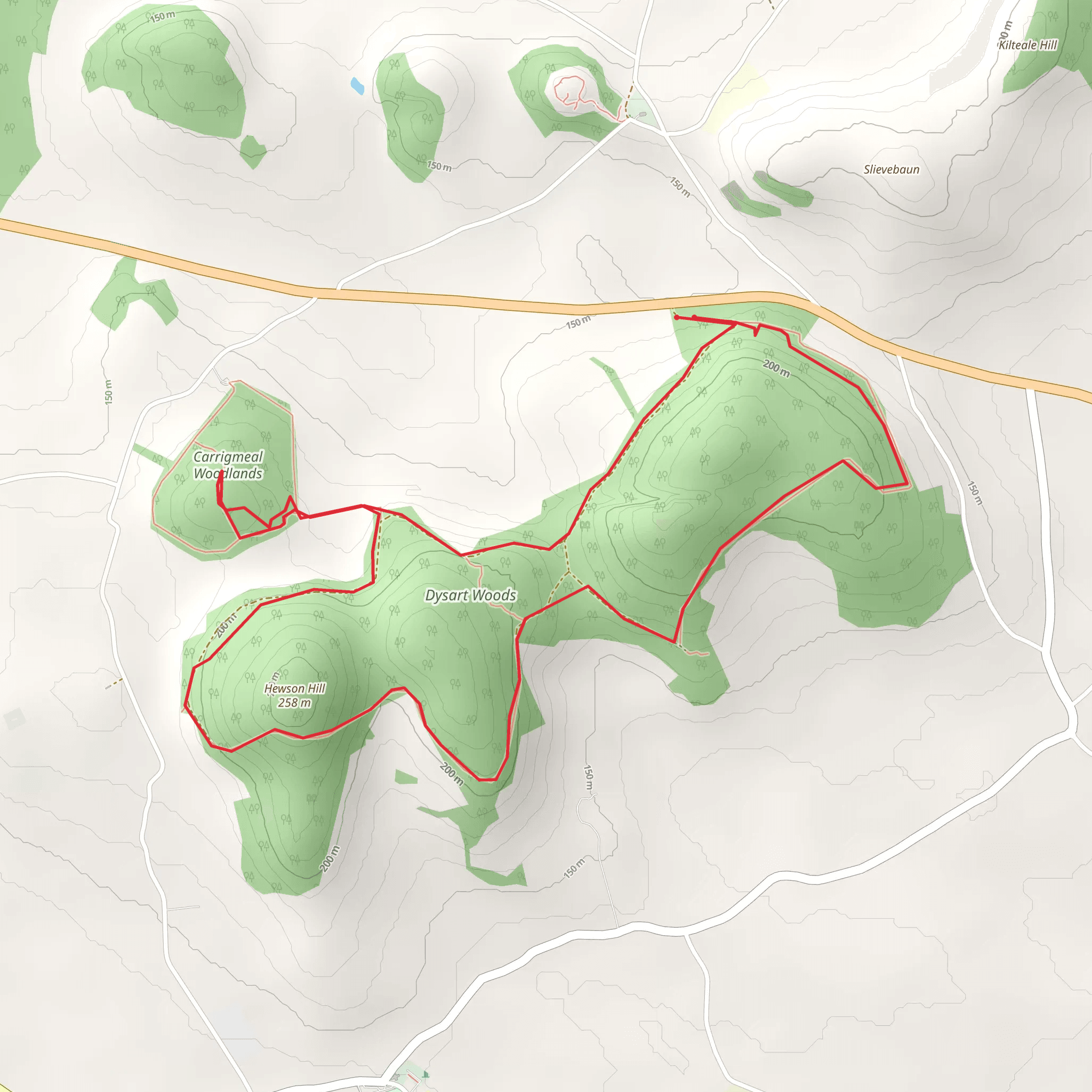 Dysart Woods Long Loop mobile static map