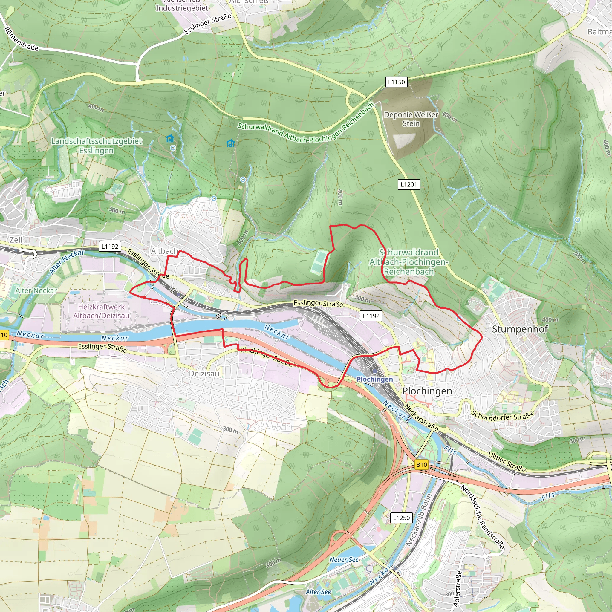Altbach to Plochingen Loop mobile static map