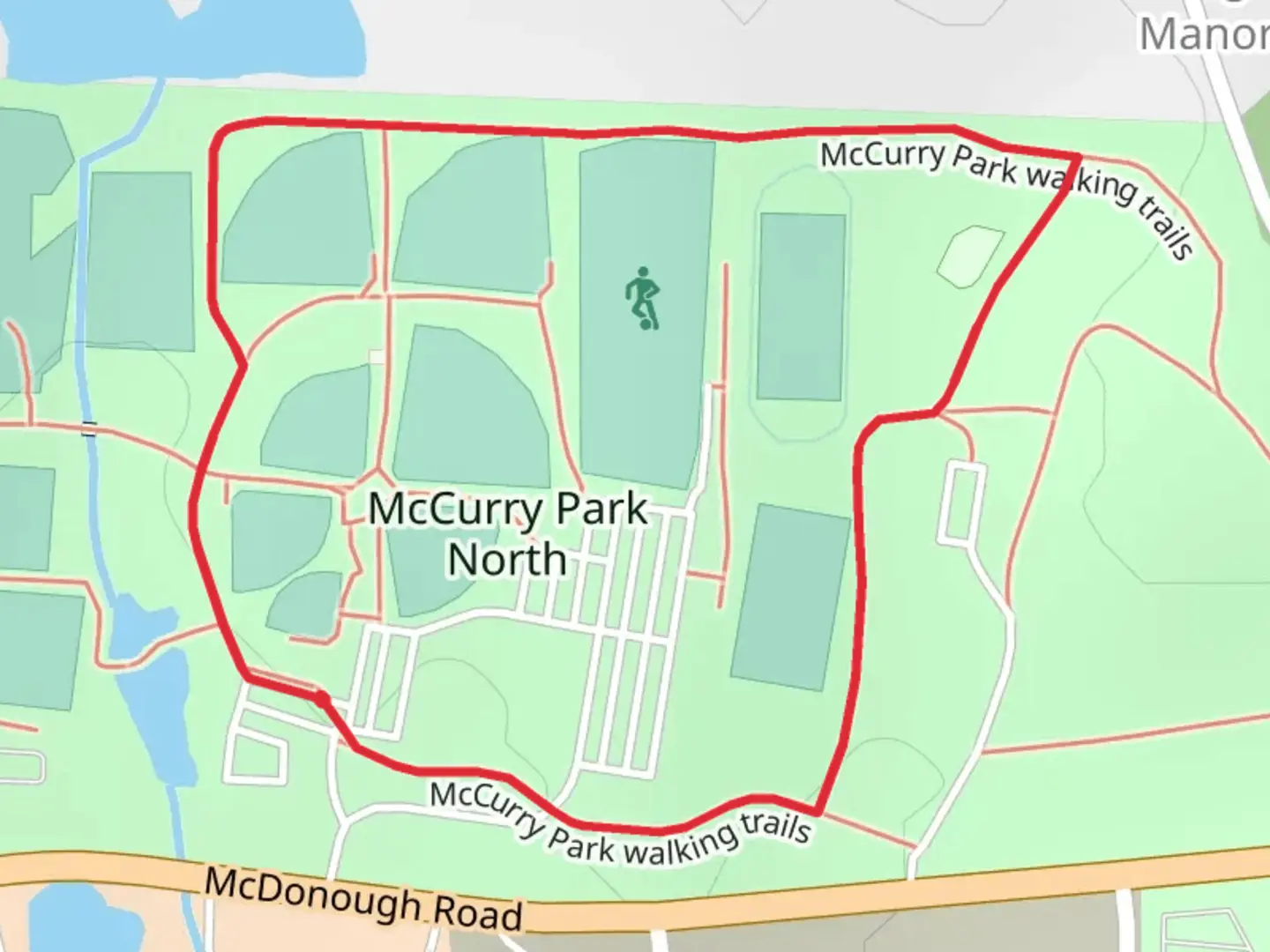 An image depicting the trail McCurry Park Loop Trail and its surrounding area.