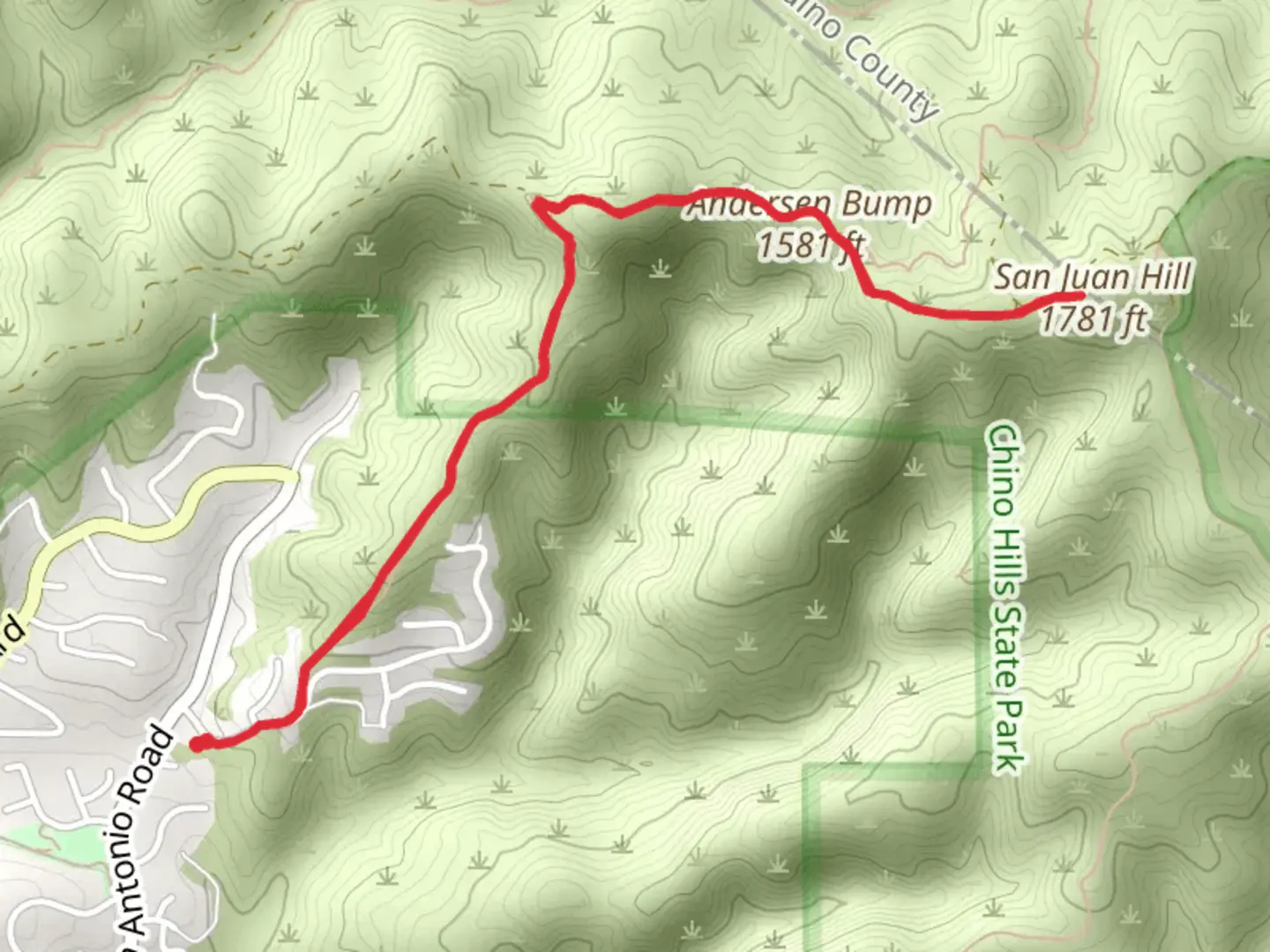 An image depicting the trail Casino Ridge Staging Trail and South Ridge Trail and its surrounding area.