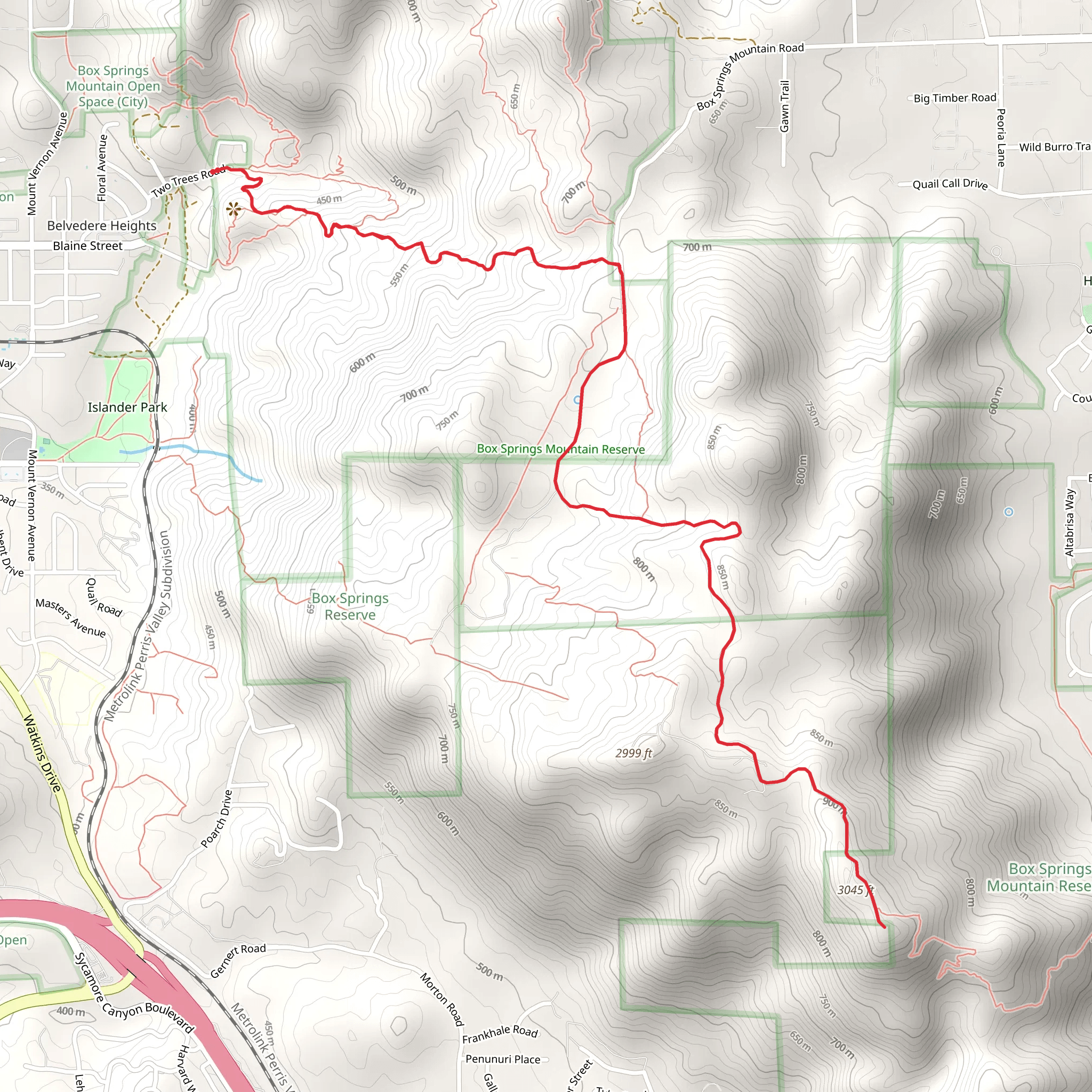 Box Springs Mountain Road mobile static map