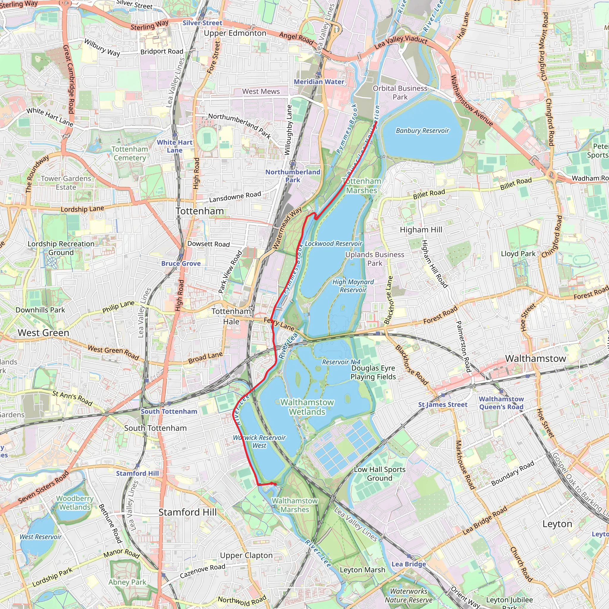 Walthamstow Reservoirs mobile static map