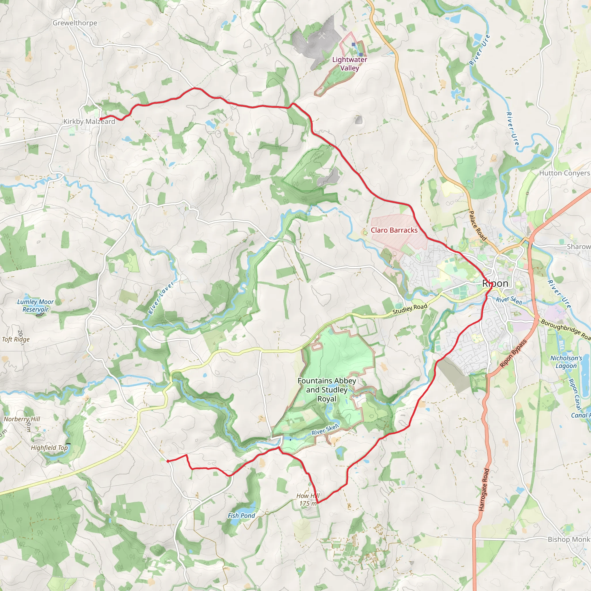 Kirkby Malzeard to Sawley Walk mobile static map