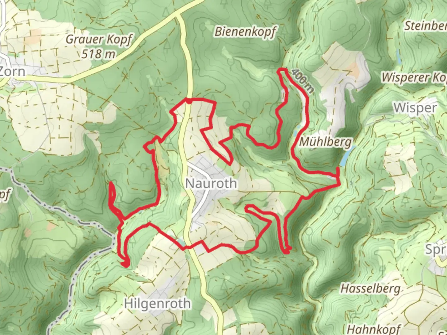 An image depicting the trail Herzbach and Wispersee Loop via Naurother Grubengold and its surrounding area.