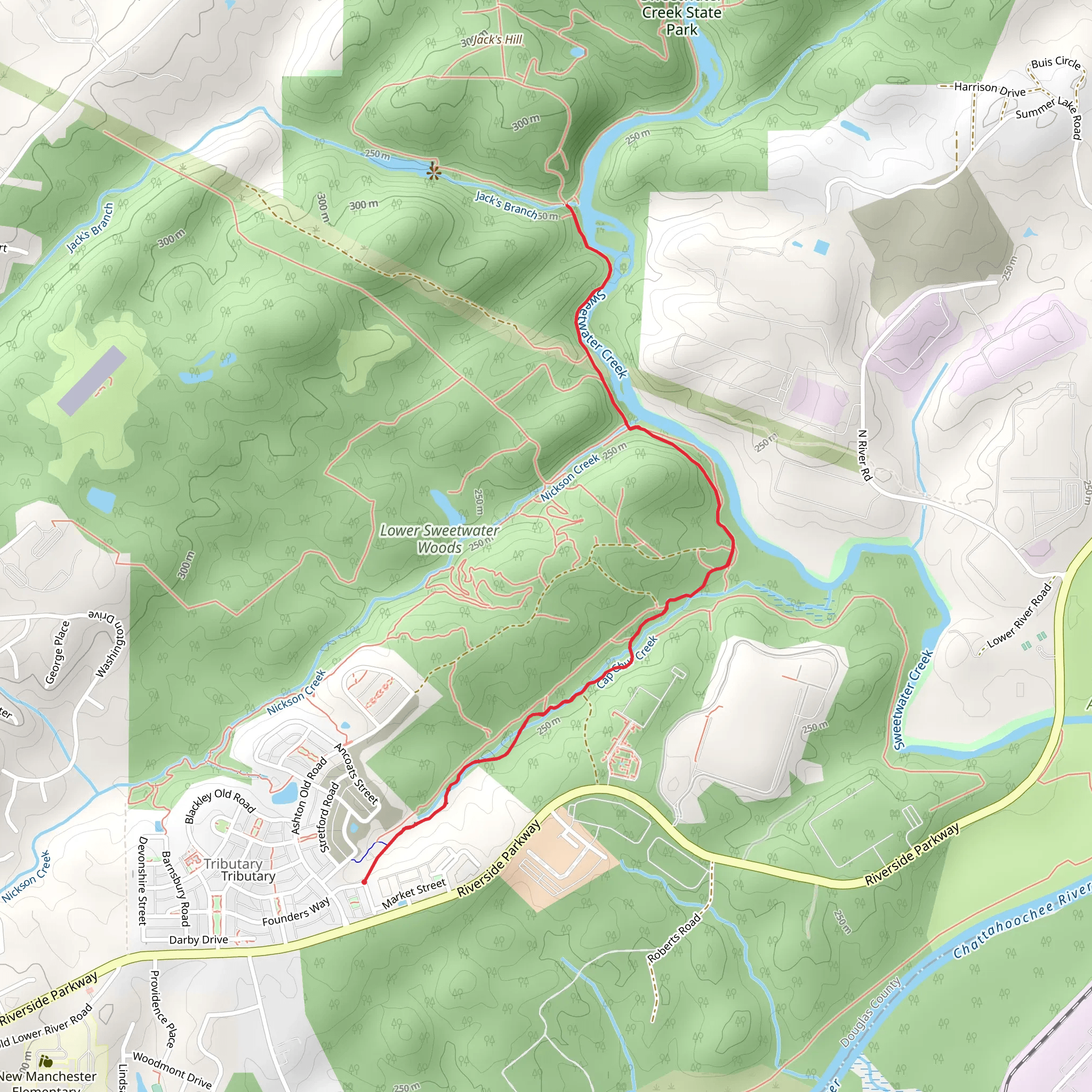 Clap Chur Creek and Brown Trail mobile static map
