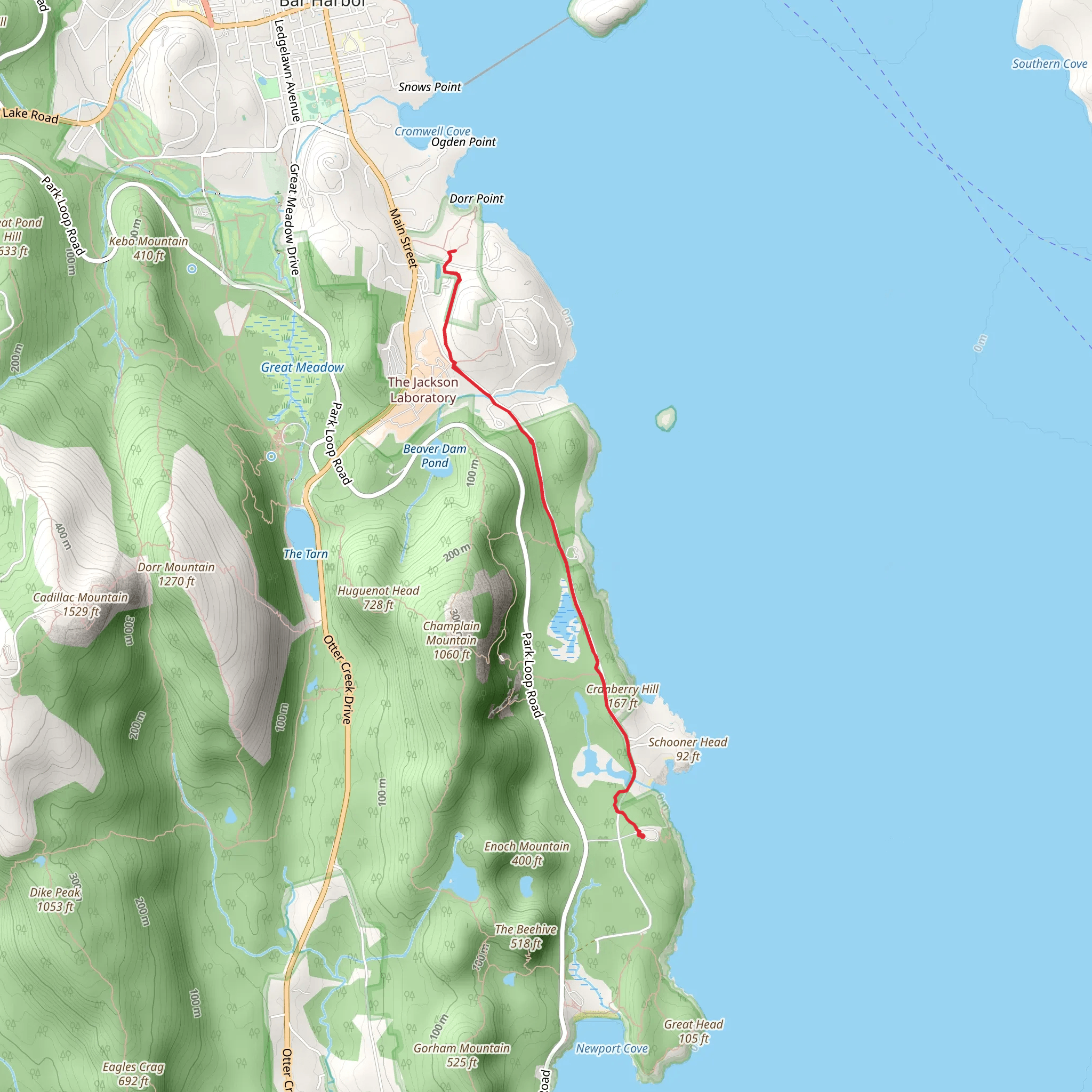 Schooner Head Path mobile static map